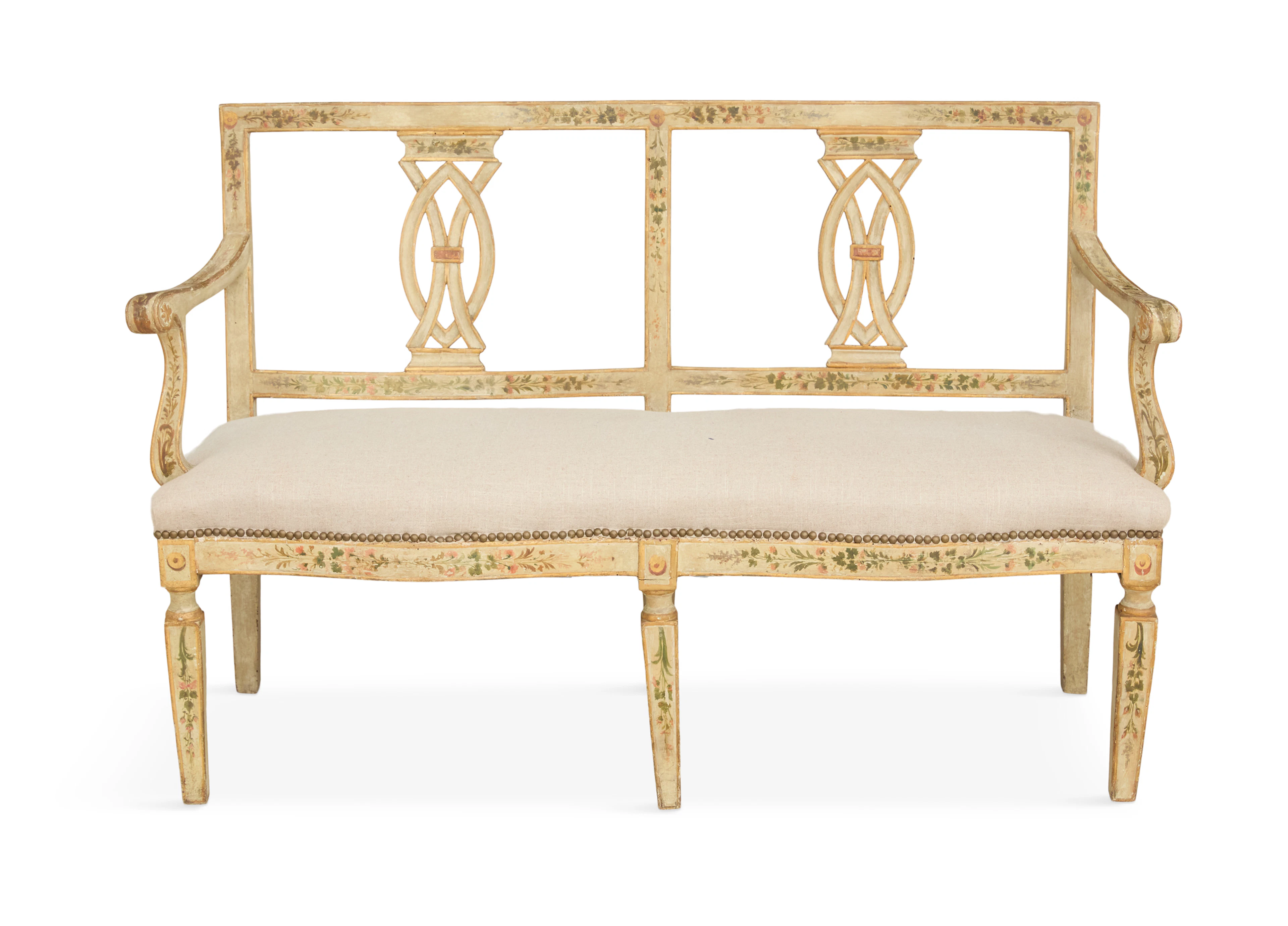 Italian Polychrome Double Chair-Back Settee