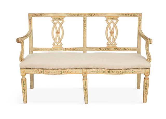 Italian Polychrome Double Chair-Back Settee