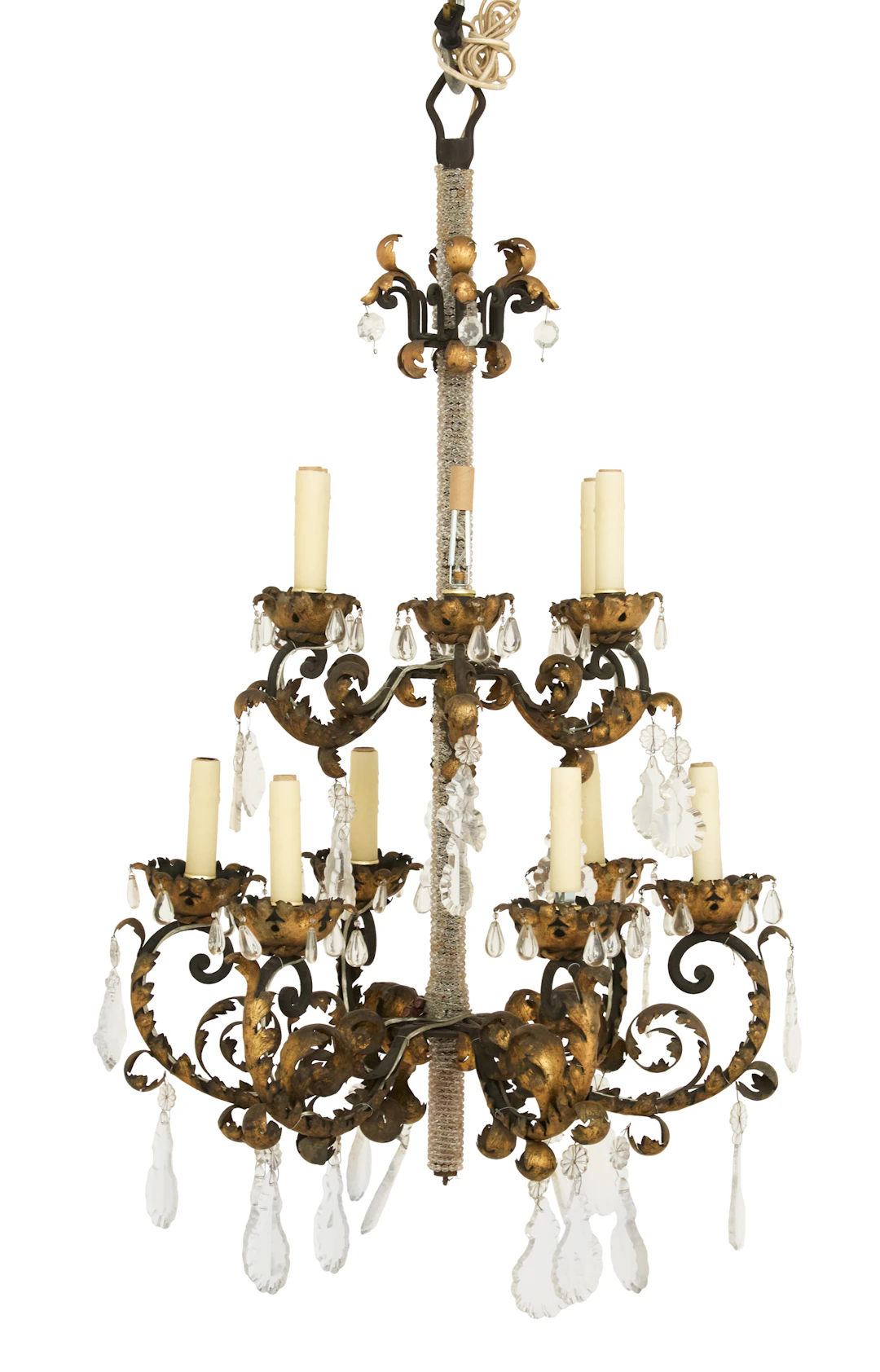 Italian Gilt-Metal and Crystal Chandelier