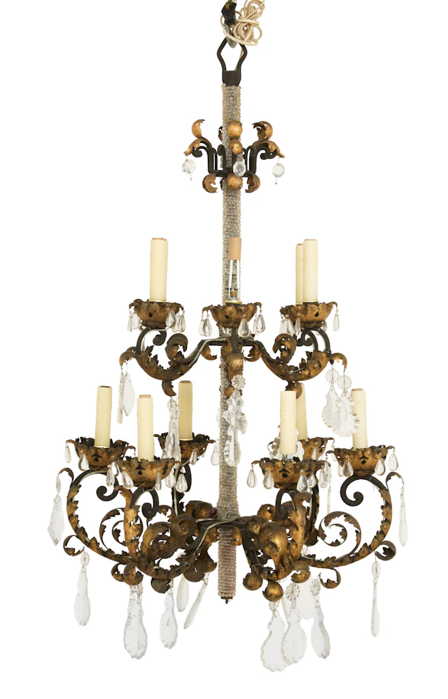 Italian Gilt-Metal and Crystal Chandelier