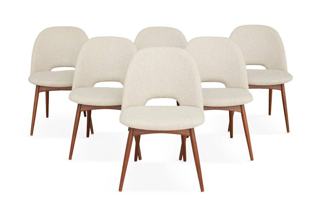 Suite of Six Walnut Dining Chairs