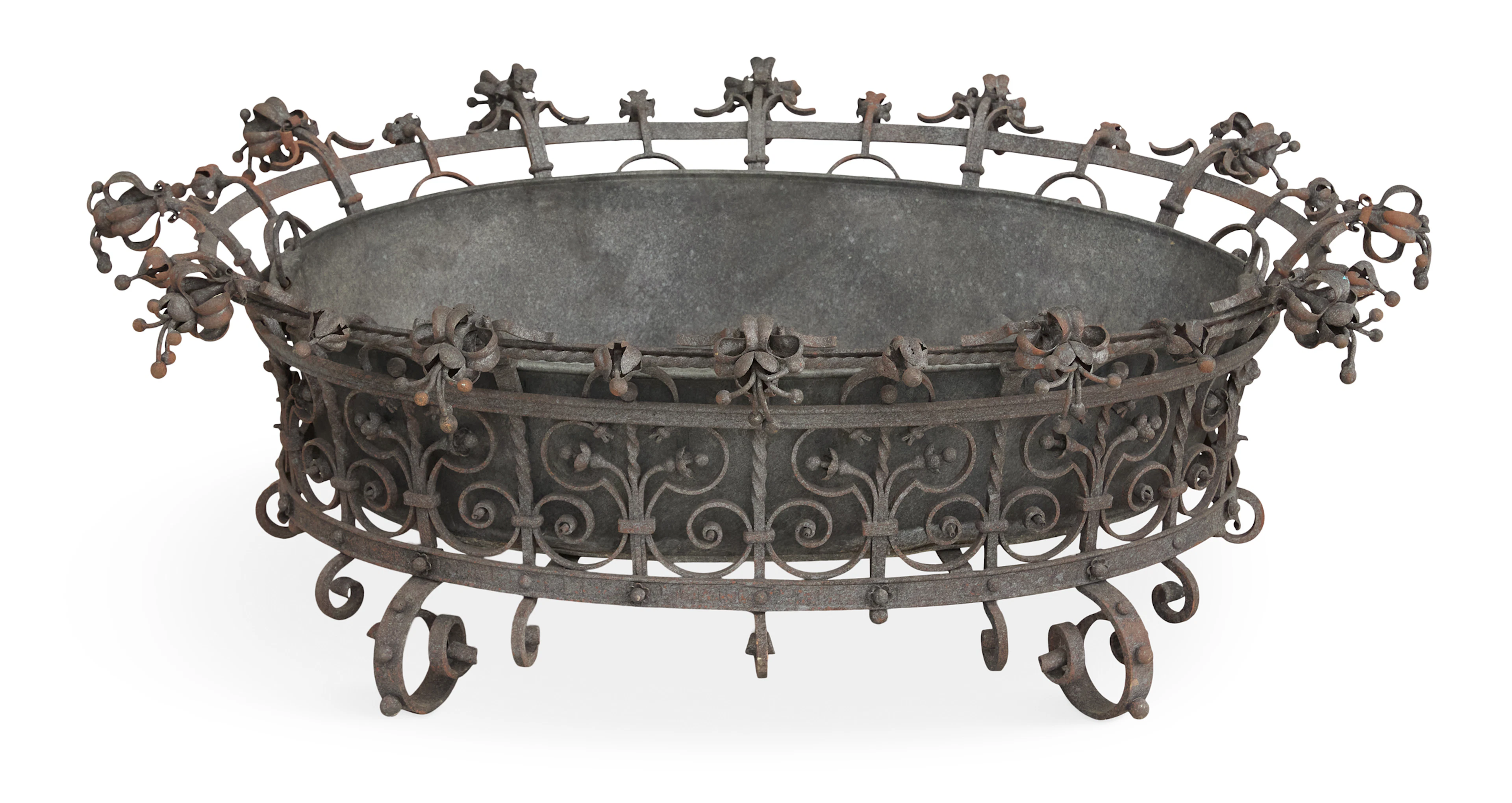 Large Wrought-Iron Oval Planter