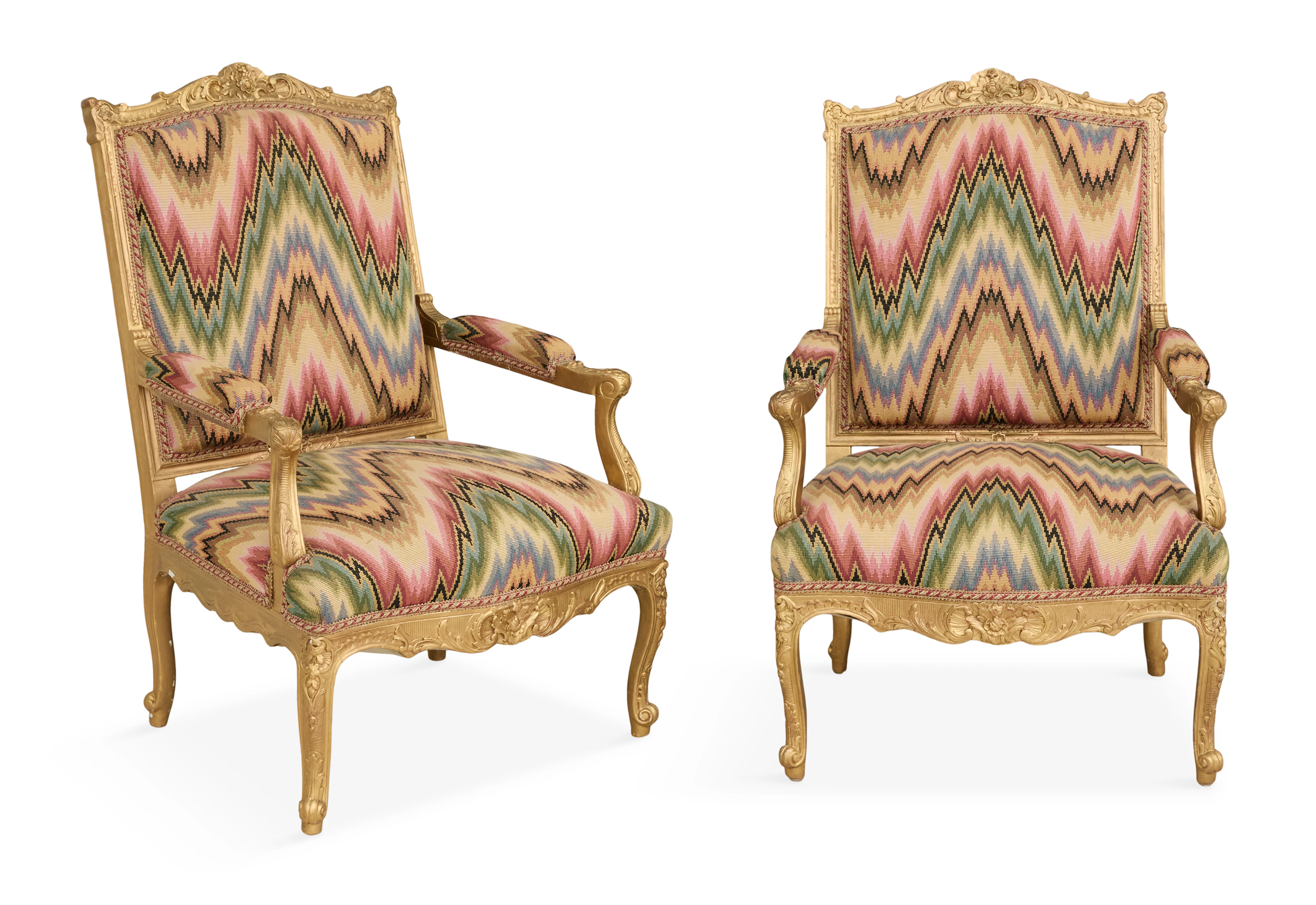 Pair of French Giltwood Fauteuils
