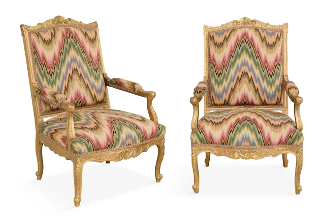 Pair of French Giltwood Fauteuils