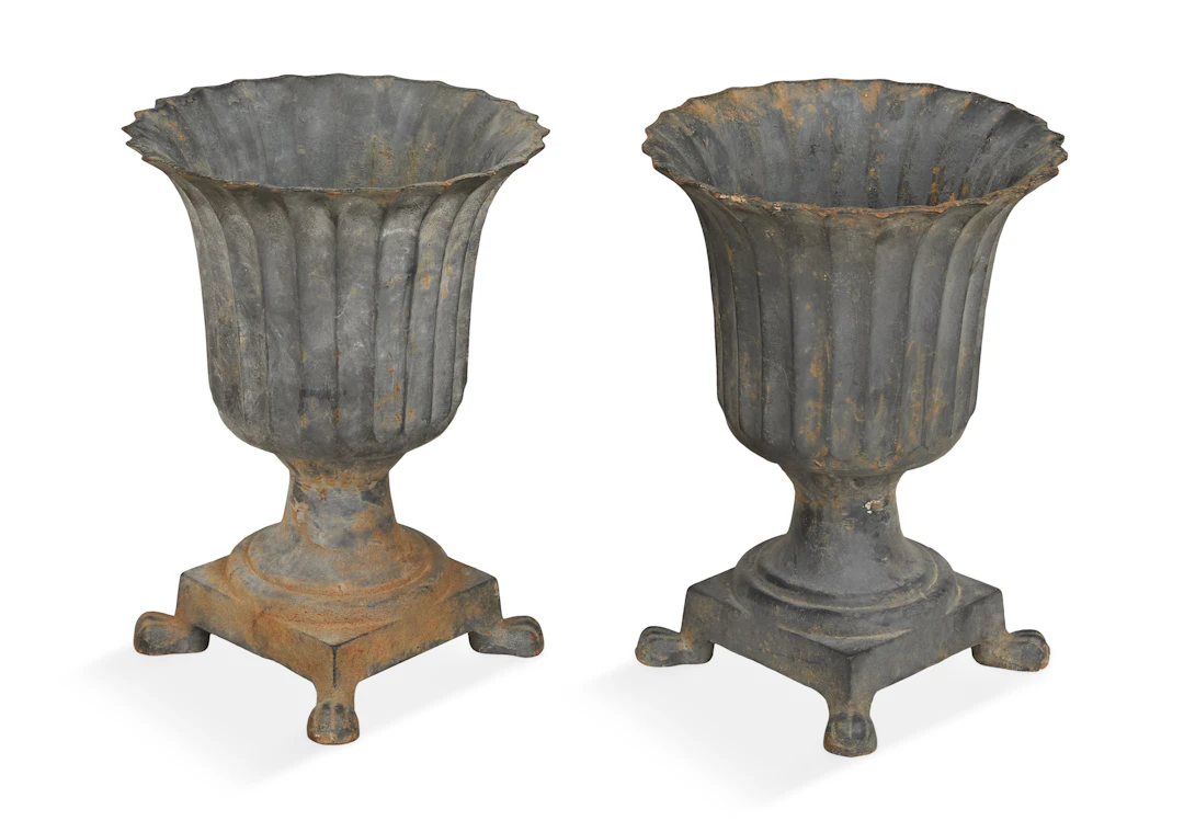Pair of Cast-Iron Garden Urns in the Neoclassical Taste