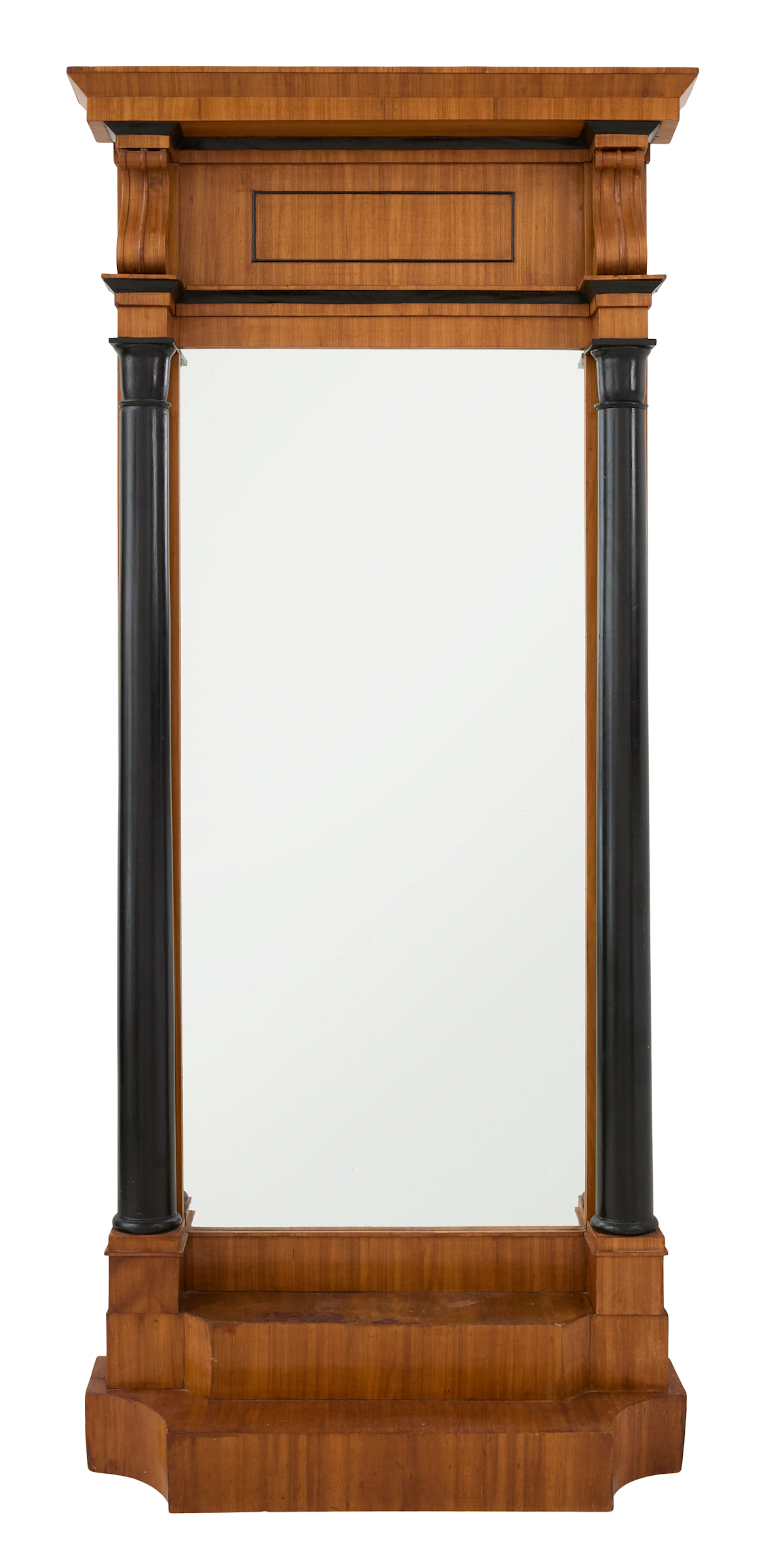Biedermeier Ebonized and Mahogany Pier Mirror