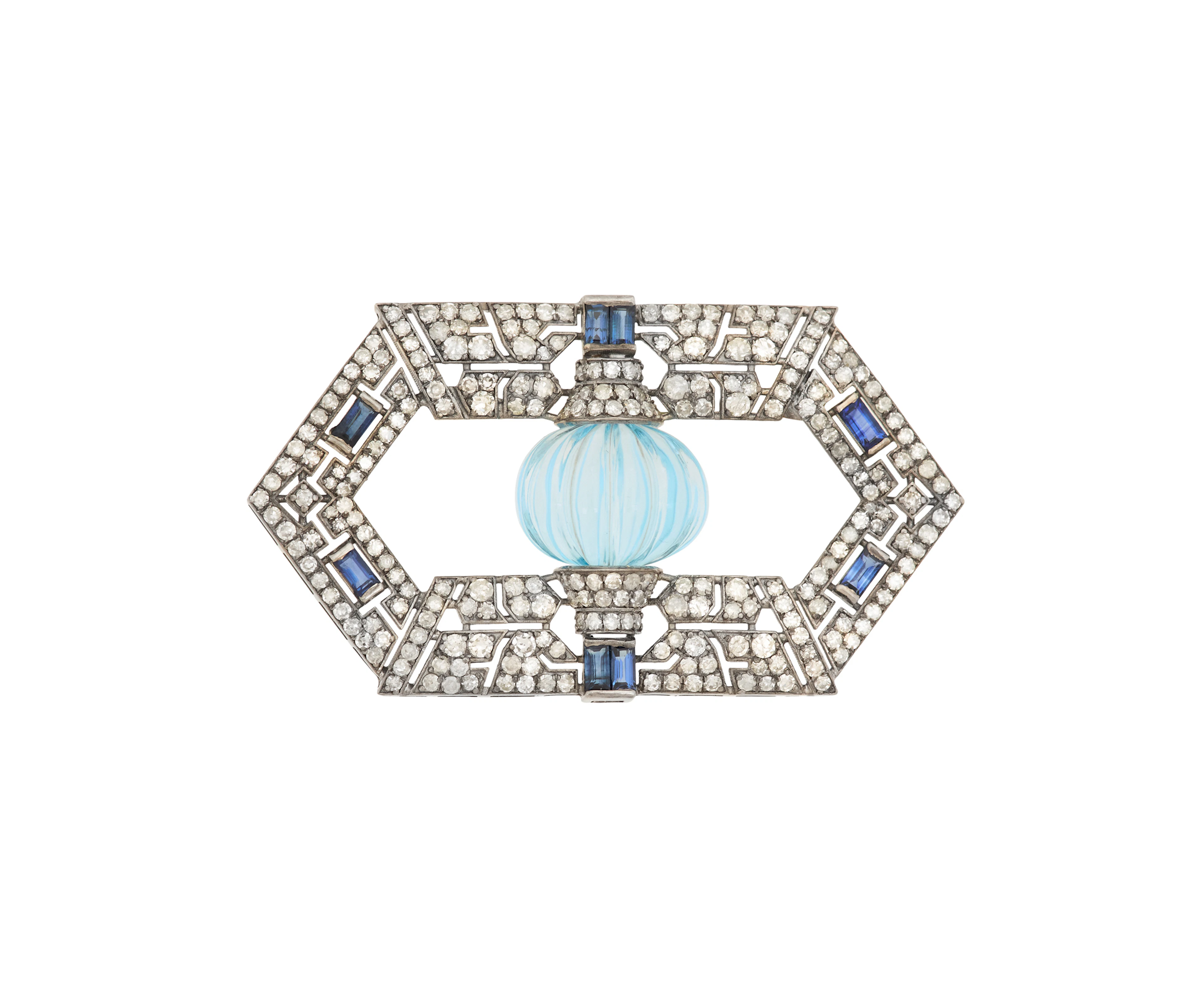 Diamond, Sapphire and Topaz Brooch/Pendant