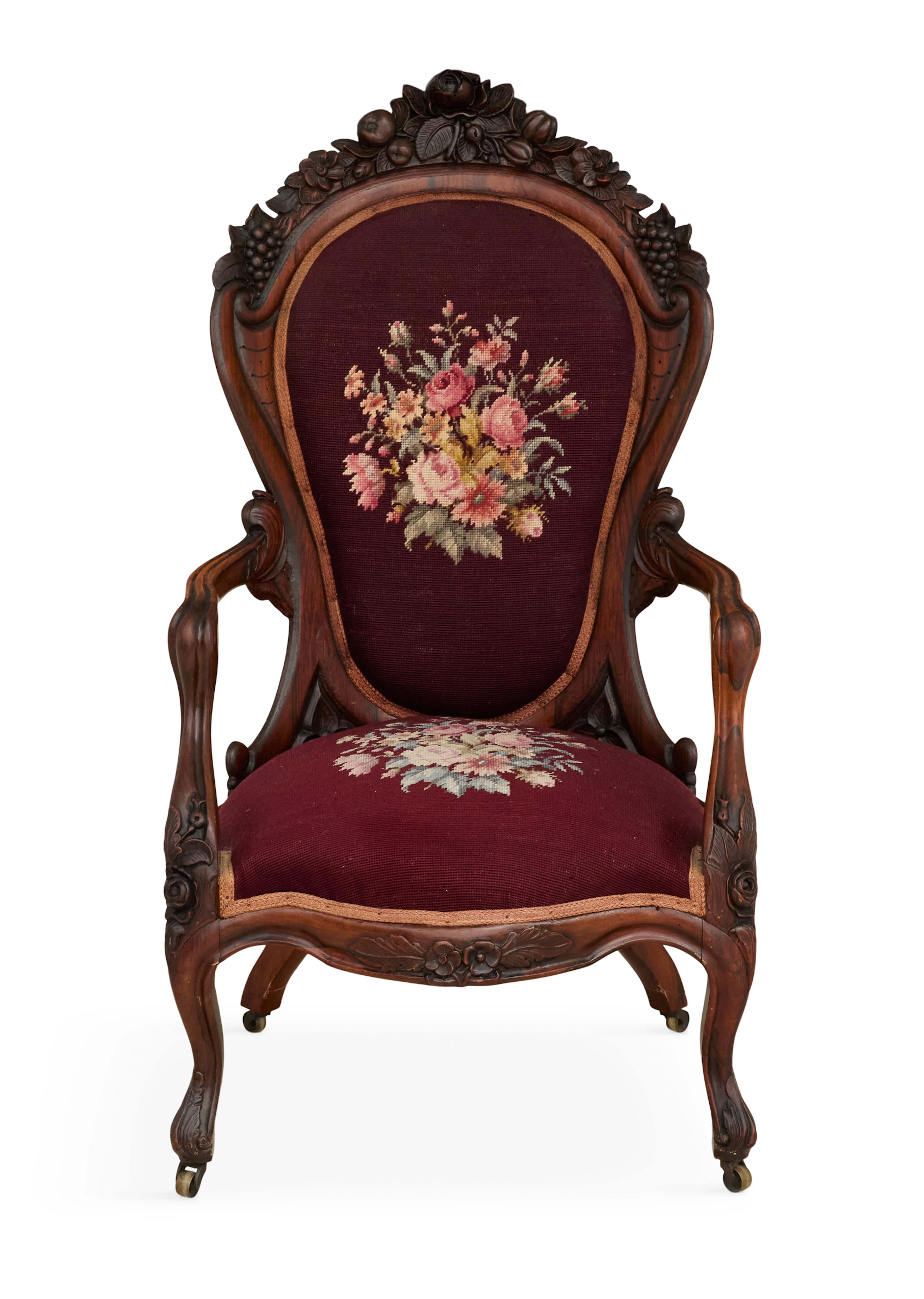 American Rococo Revival Laminated Rosewood Armchair