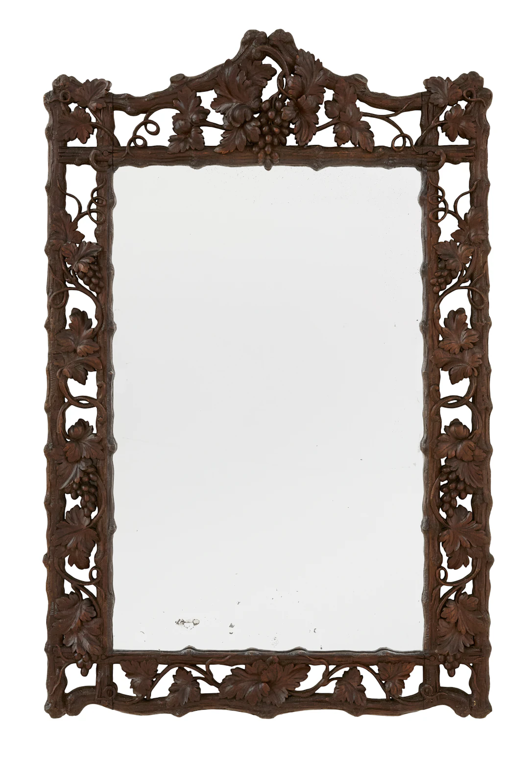 Carved and Pierced Hardwood Mirror in the Black Forest Taste
