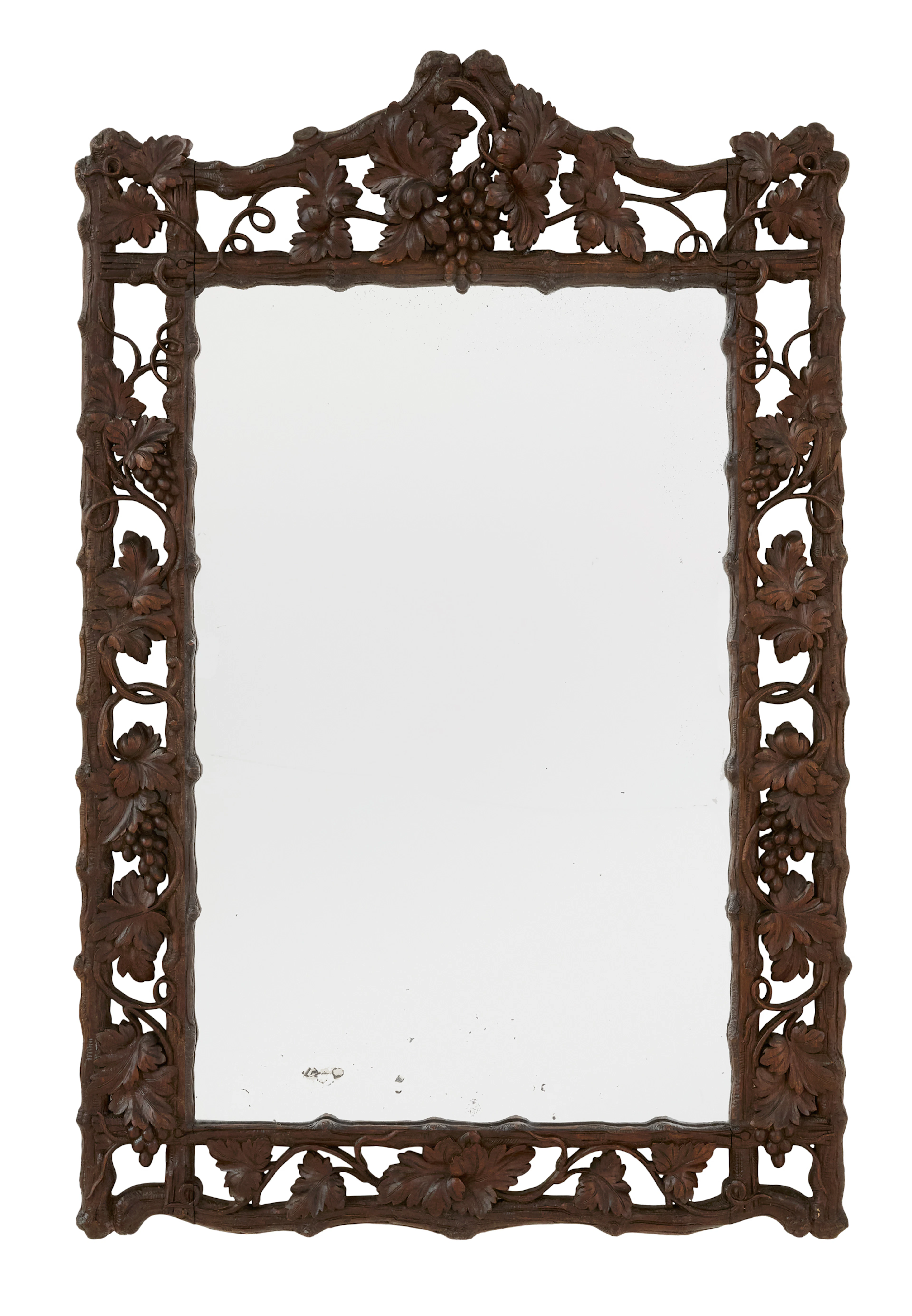 Carved and Pierced Hardwood Mirror in the Black Forest Taste