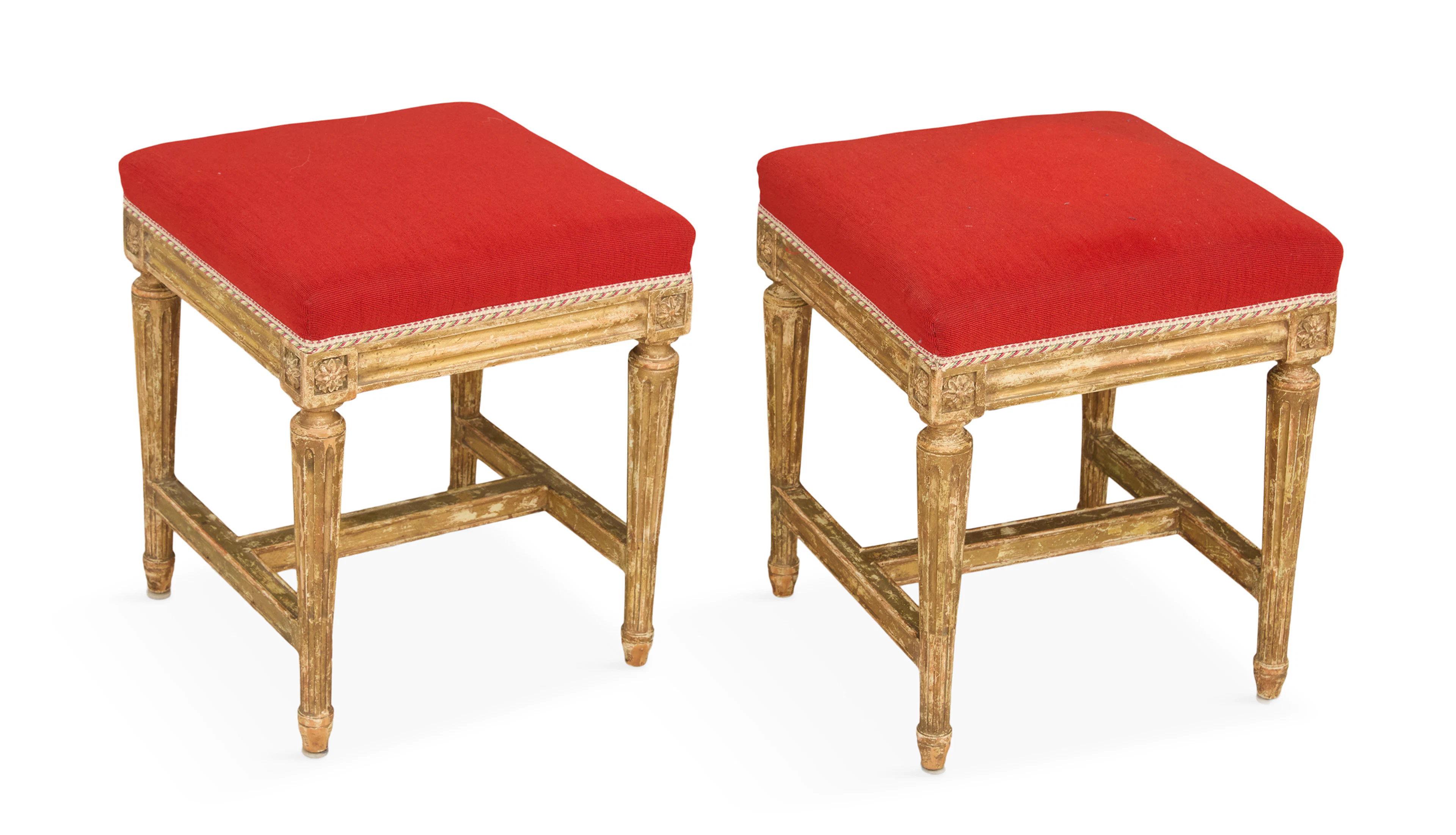 Pair of Louis XVI-Style Giltwood Footstools