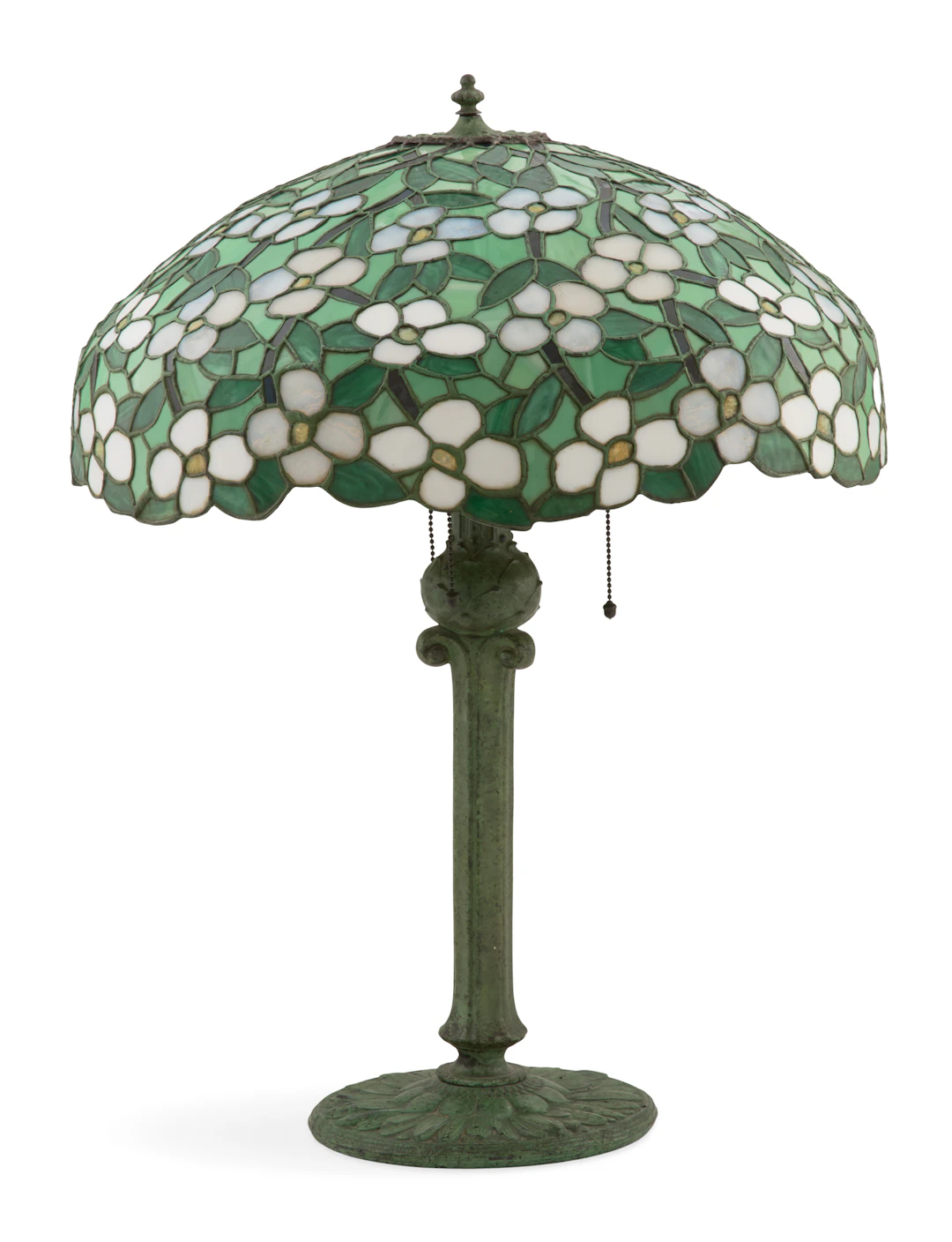 Stained-Glass Table Lamp with Dogwood Shade