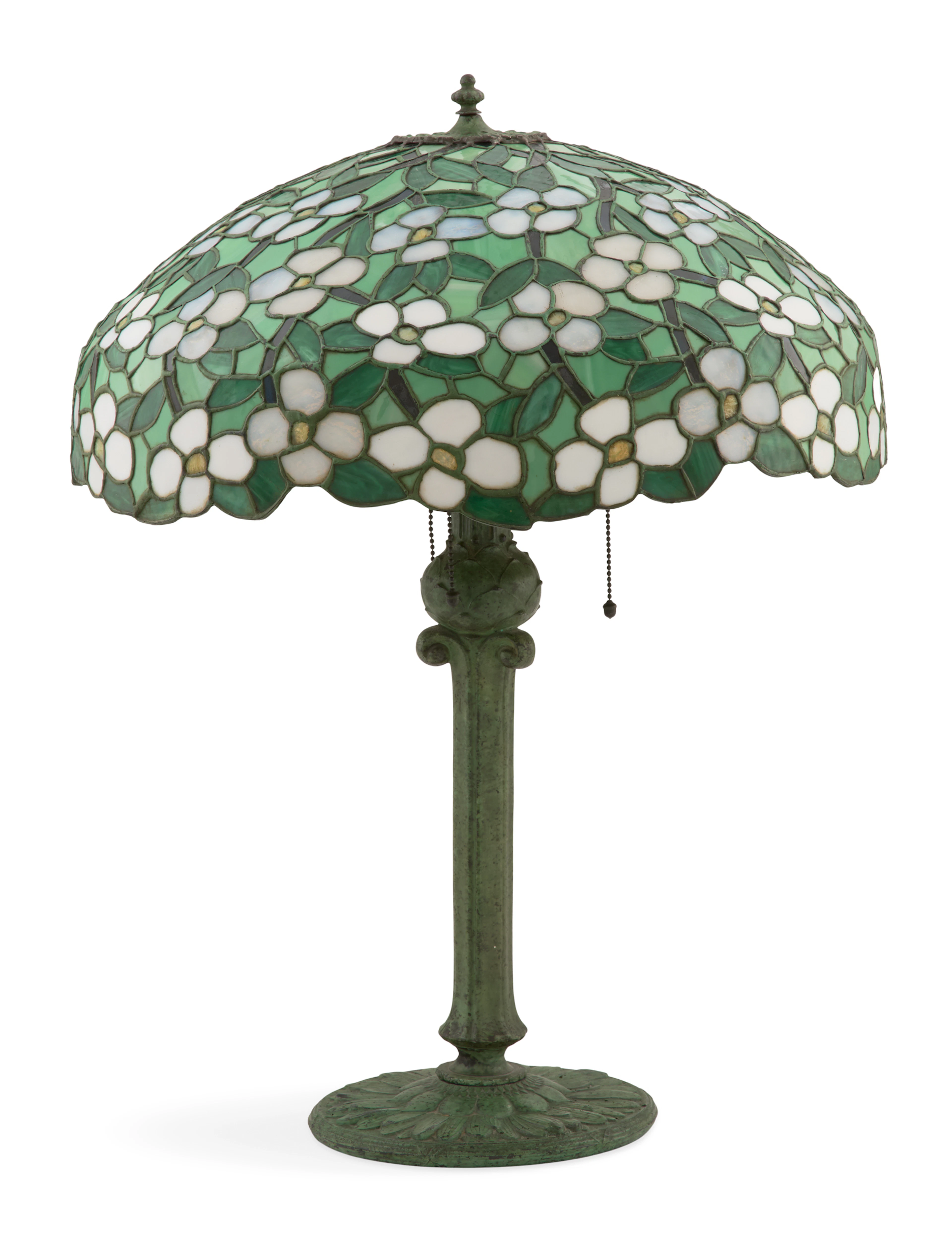Stained-Glass Table Lamp with Dogwood Shade