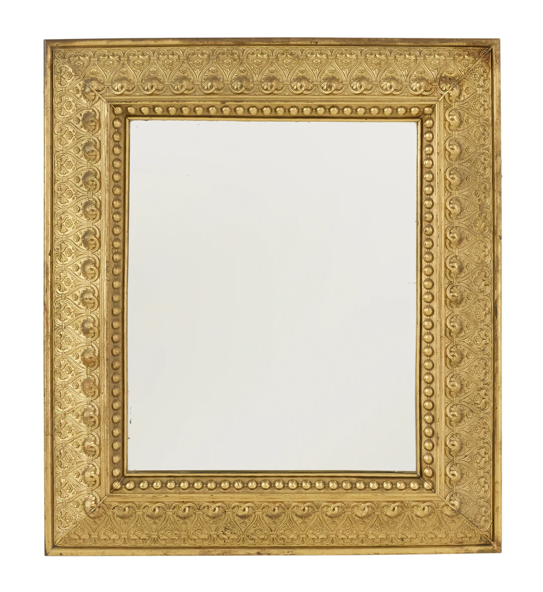 Unusual Brass Repousse Mirror
