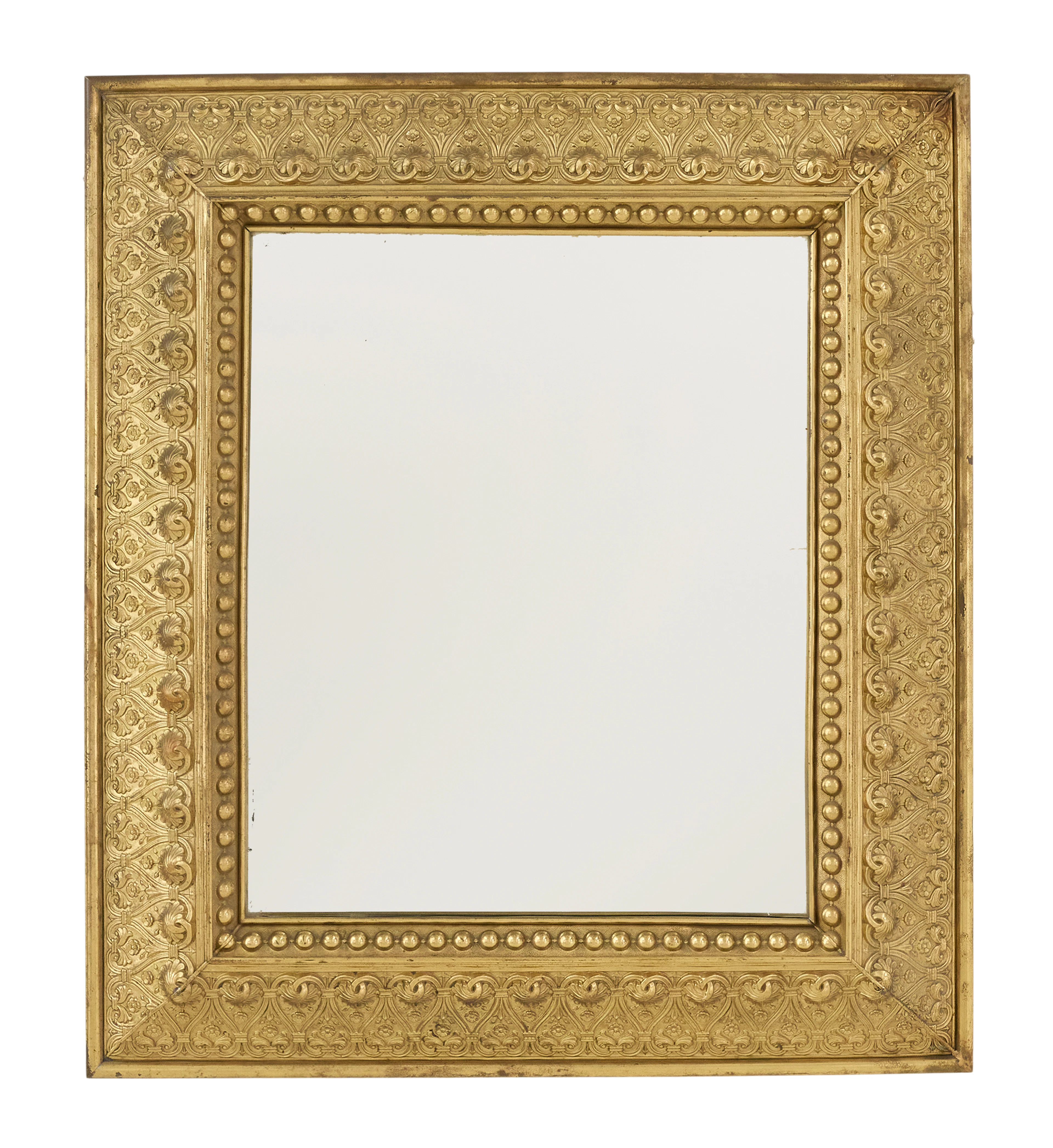 Unusual Brass Repousse Mirror