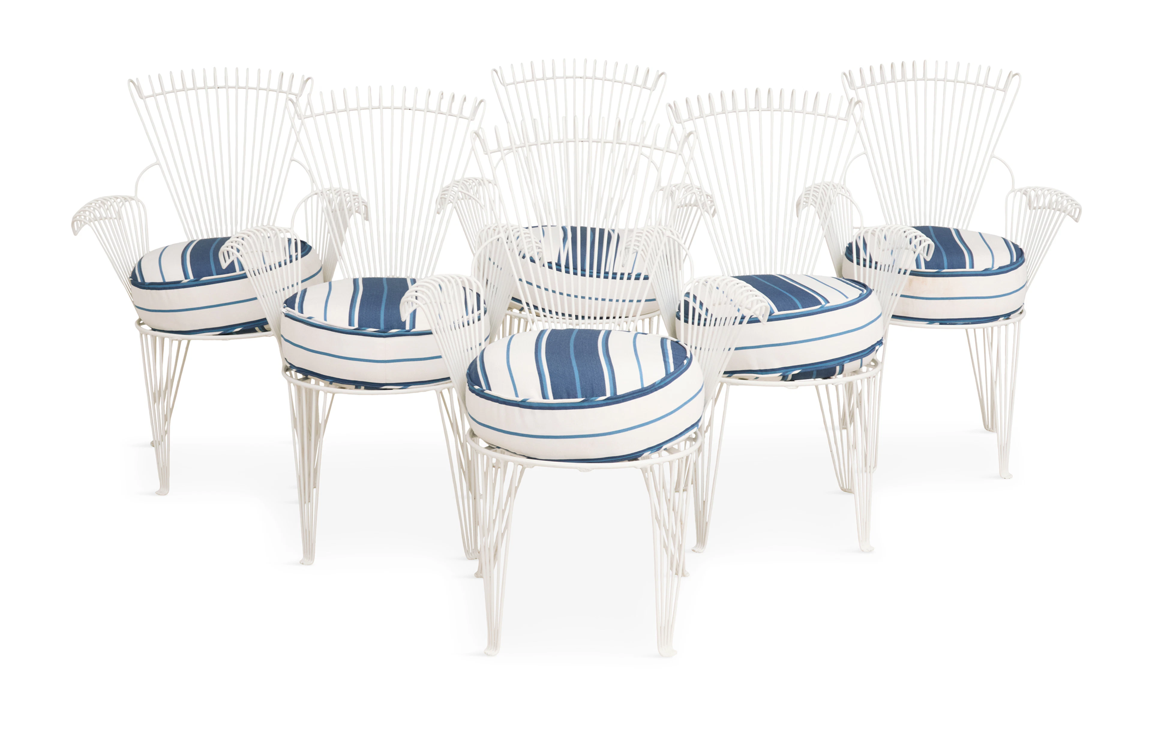 Suite of Six French Enameled Iron Armchairs