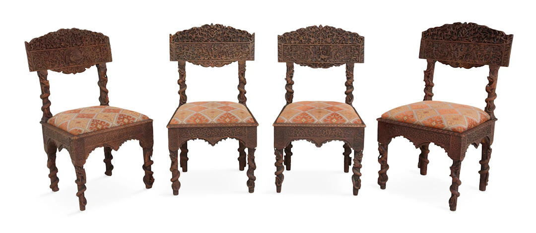 Suite of Four Anglo-Indian Teakwood Chairs
