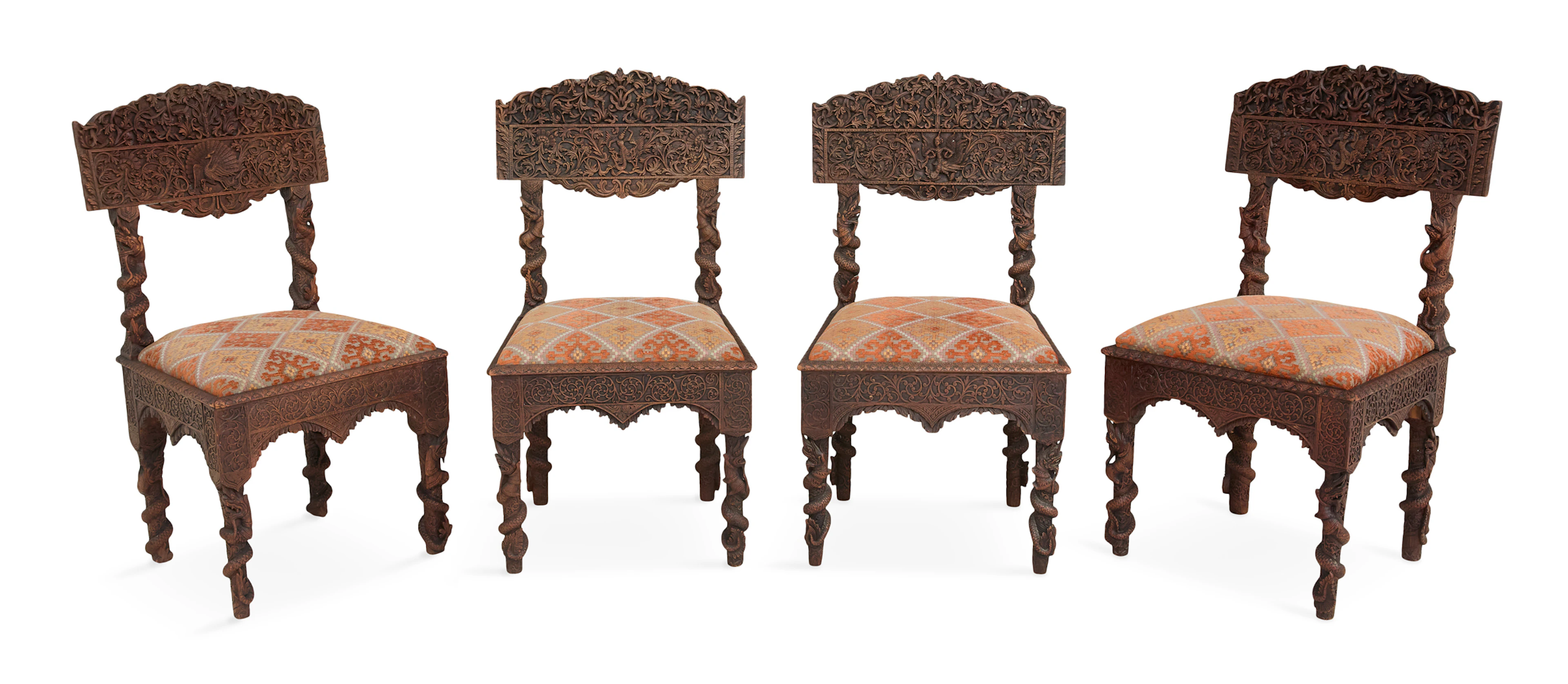 Suite of Four Anglo-Indian Teakwood Chairs