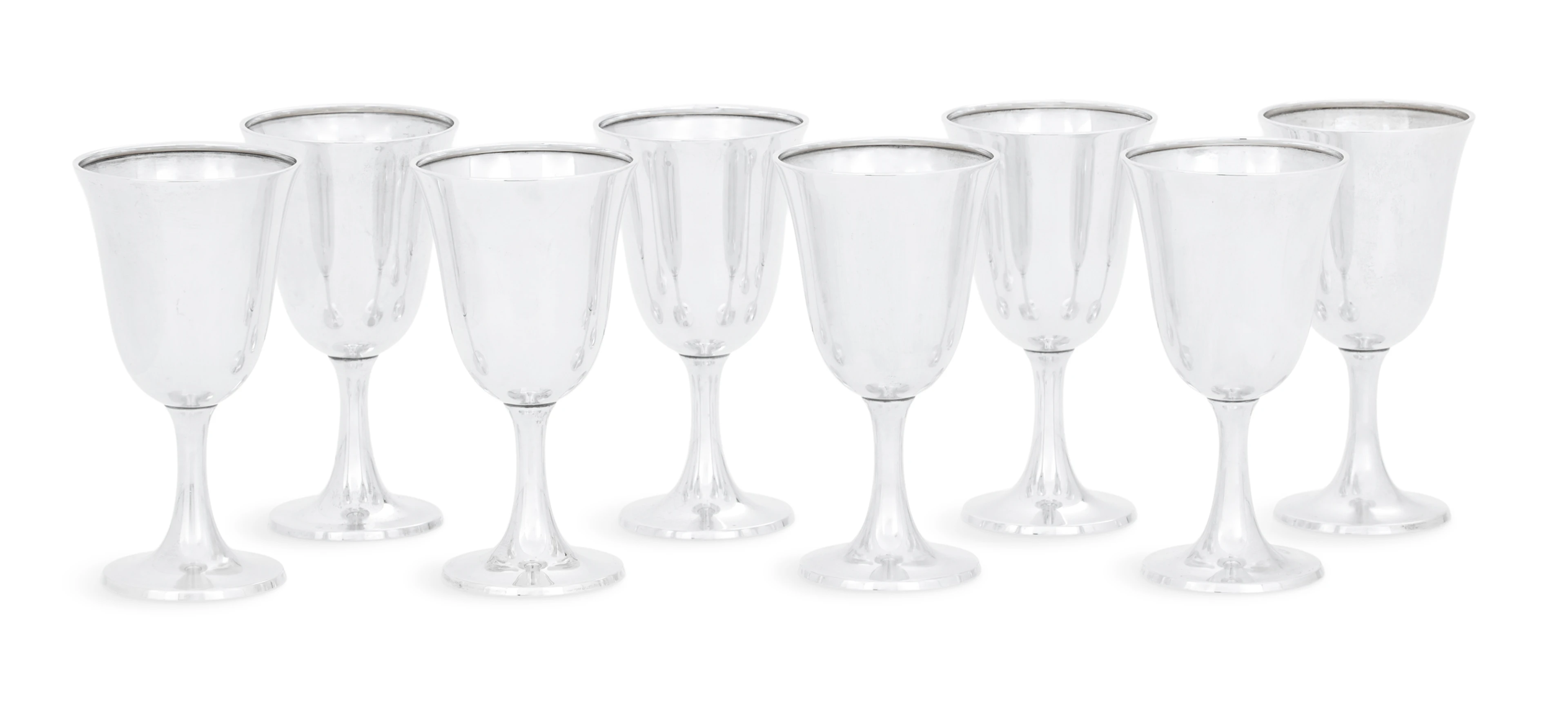 Set of Eight Wallace Sterling Silver Water Goblets