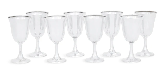 Set of Eight Wallace Sterling Silver Water Goblets