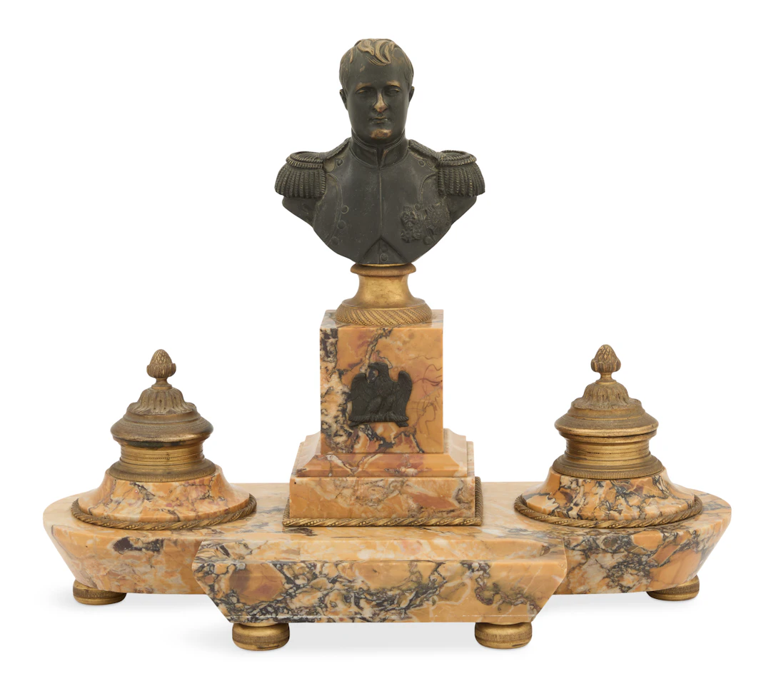 French Bronze and Marble Encrier
