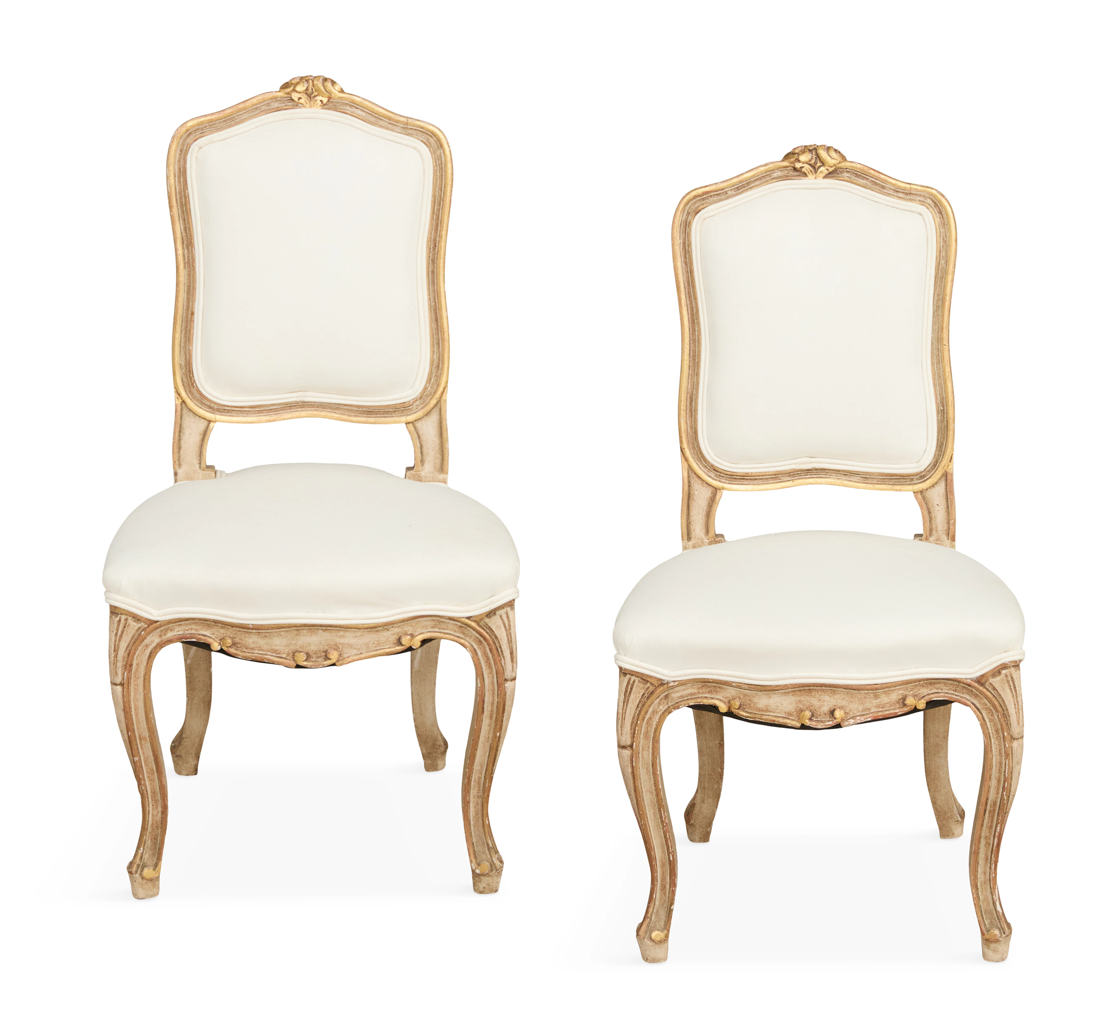 Pair of Louis XV-Style Polychrome and Parcel-Gilt Child's Chairs