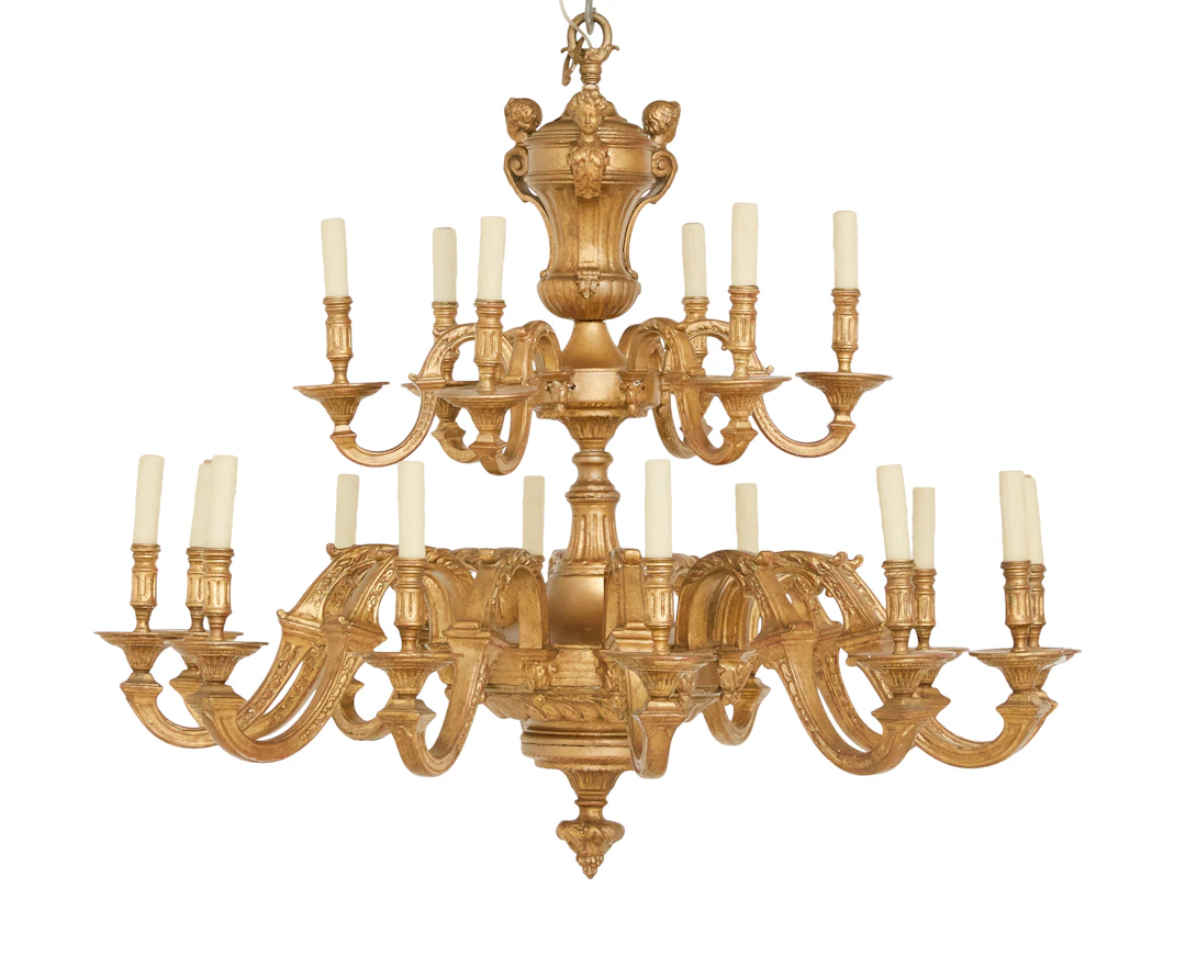 Brass Eighteen-Light Chandelier