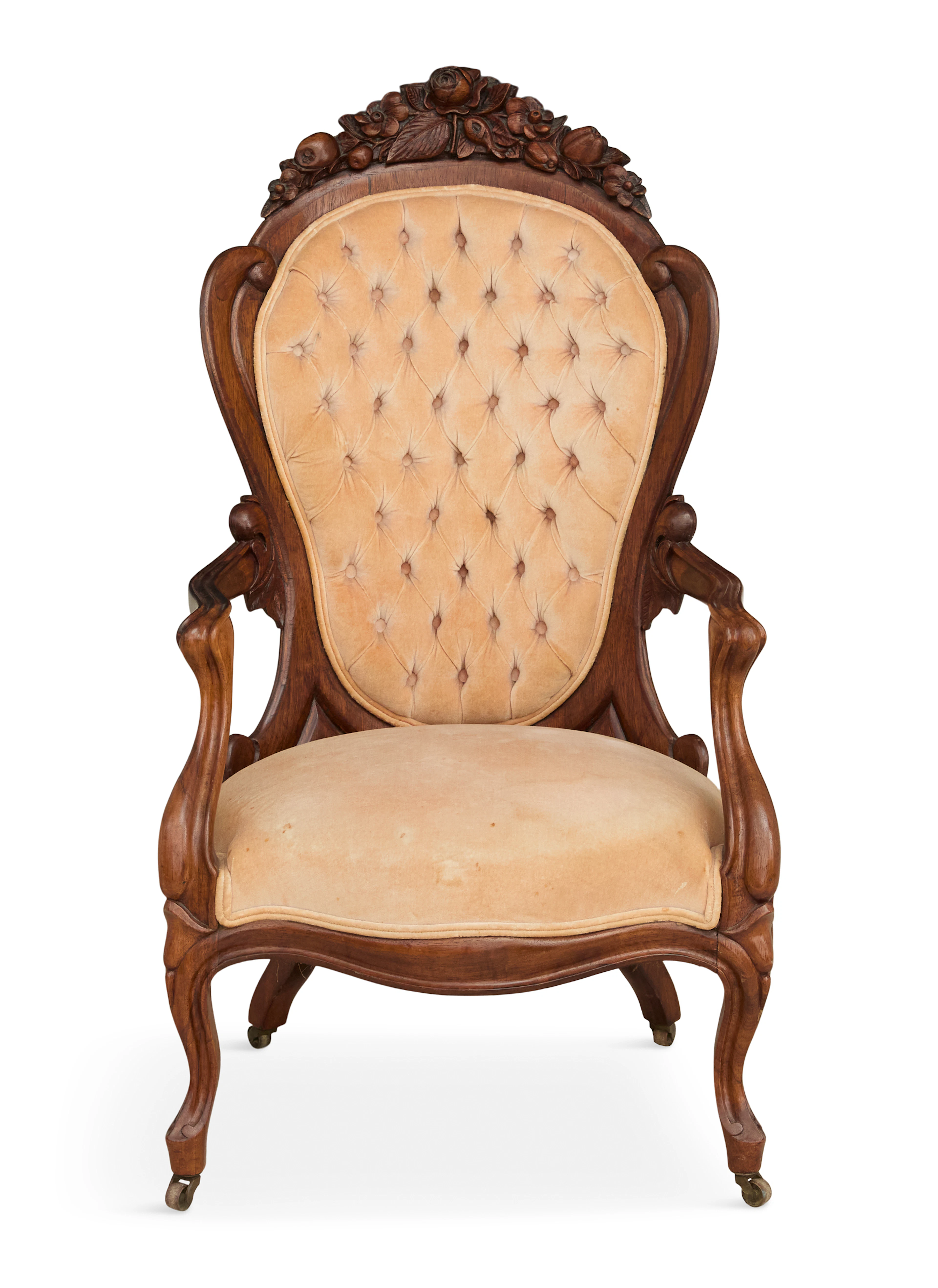 American Rococo Revival Laminated Rosewood Armchair