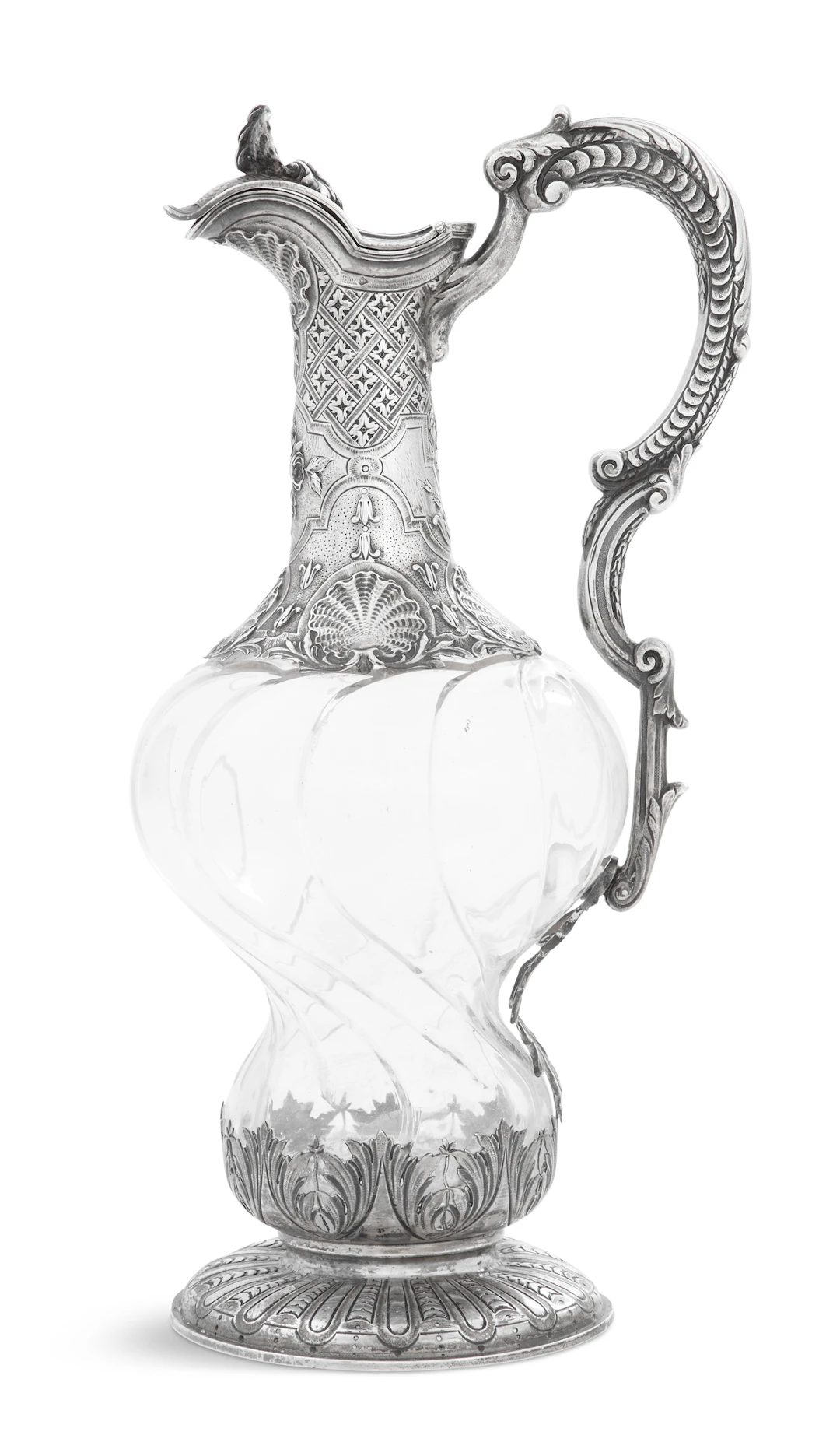 French Silver and Glass Claret Jug