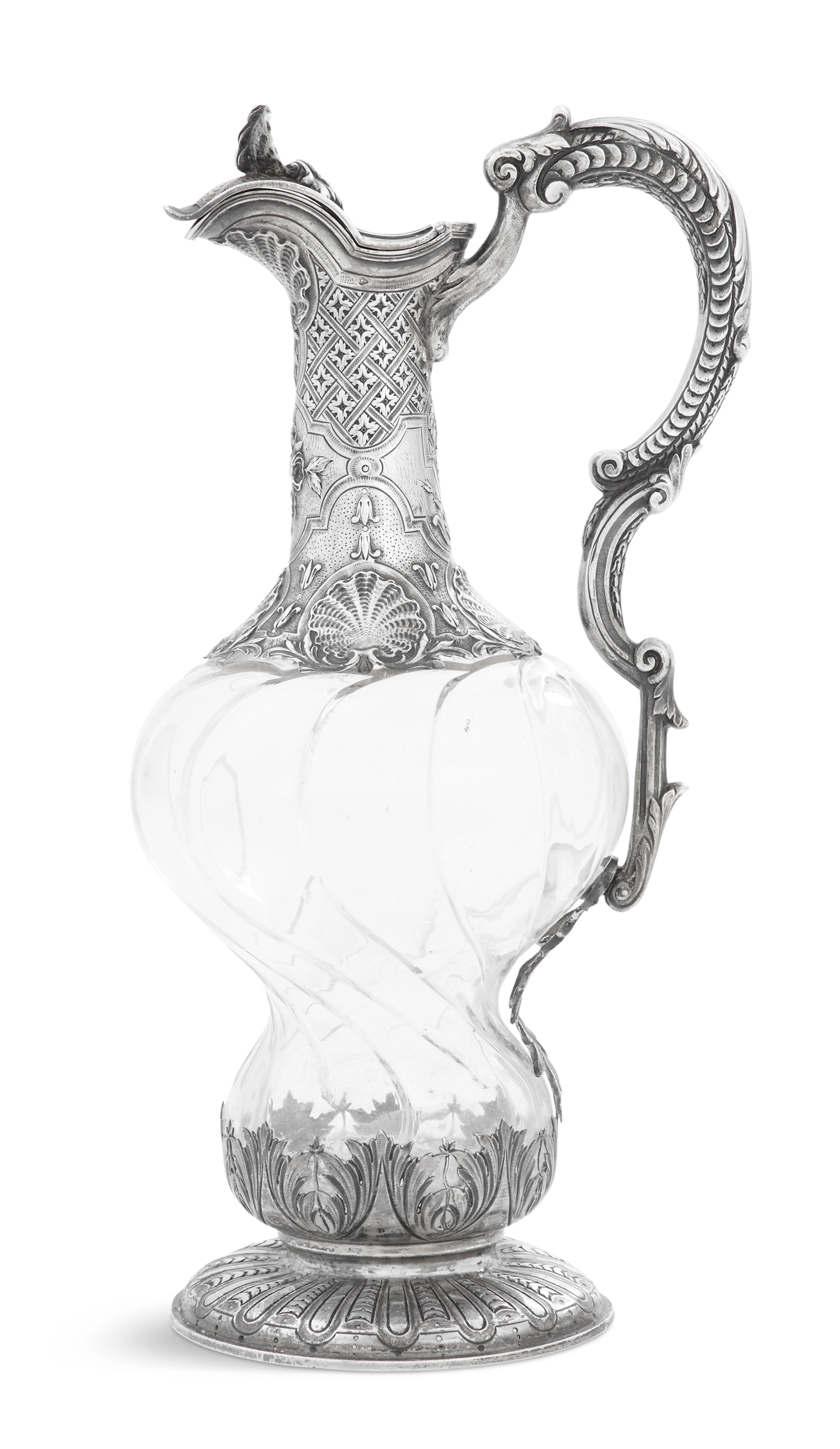 French Silver and Glass Claret Jug