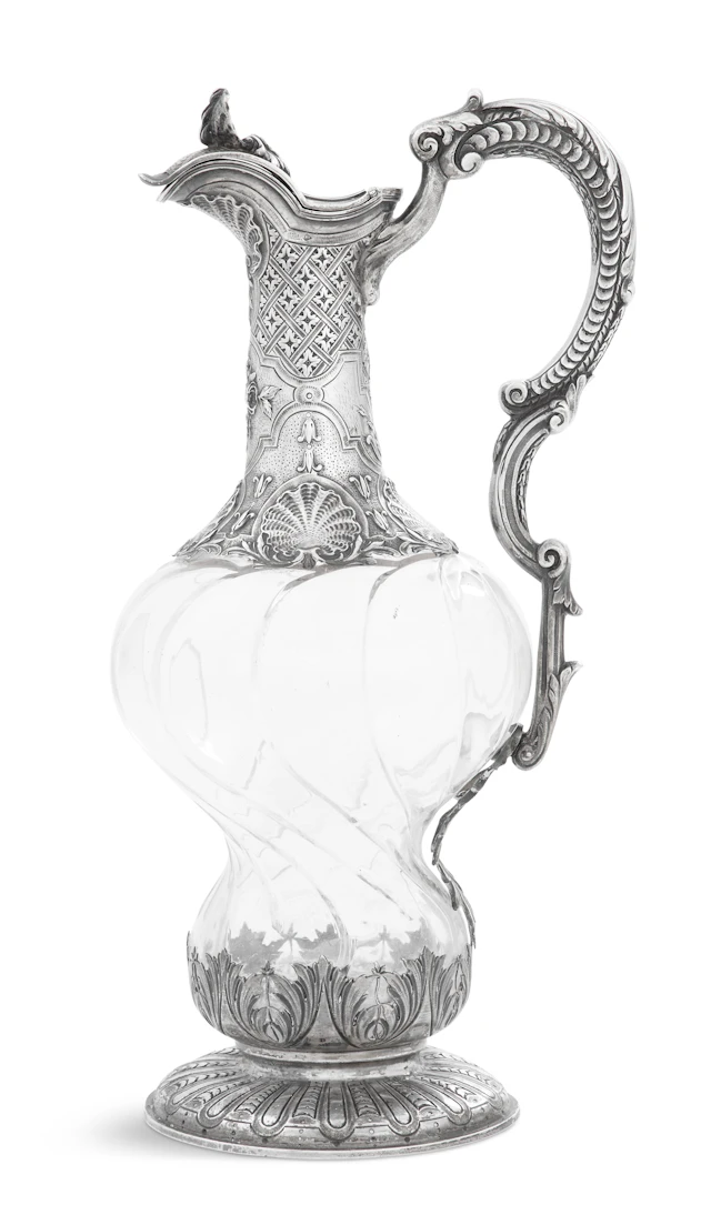 French Silver and Glass Claret Jug