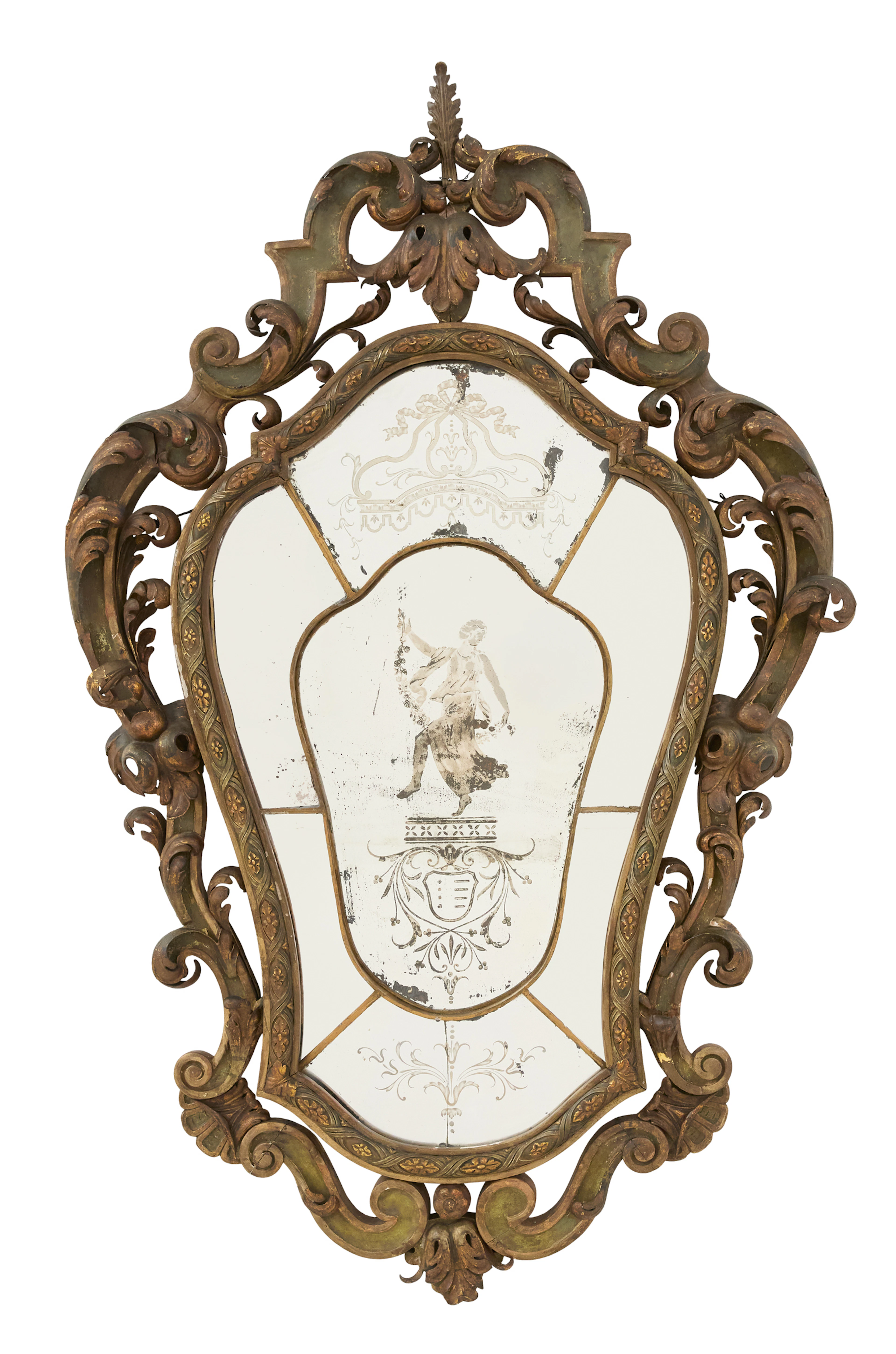 Italian Painted and Parcel-Gilt Venetian Mirror