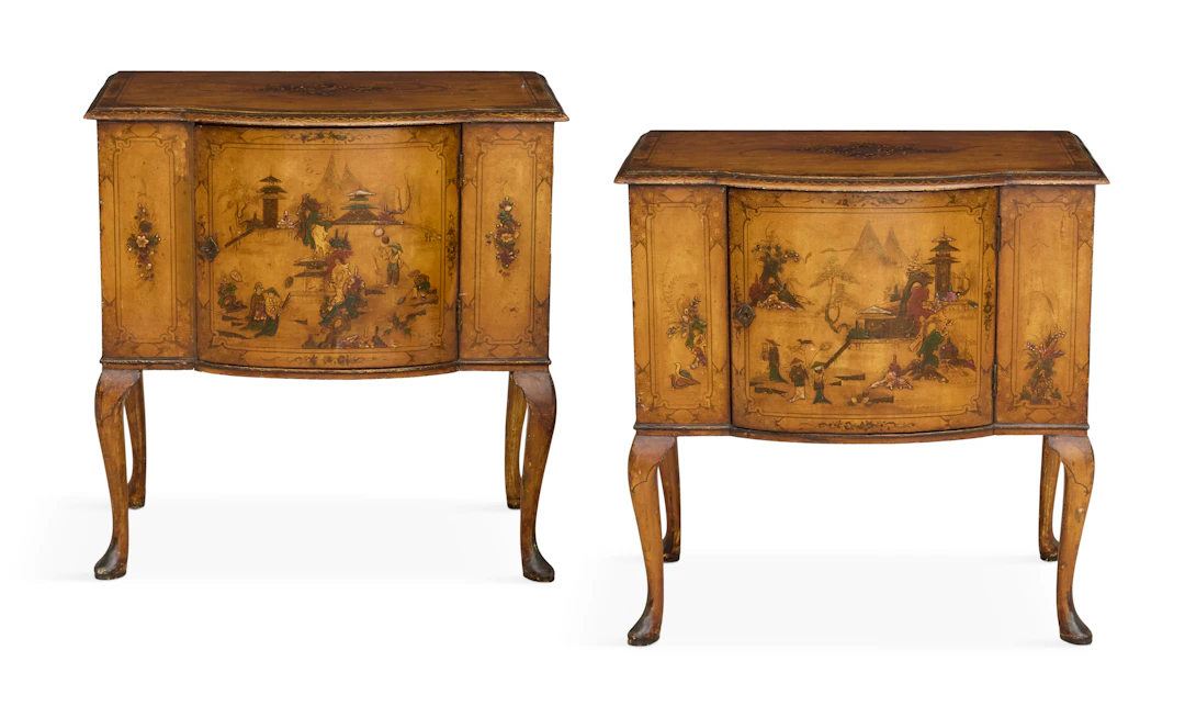 Pair of Queen Anne-Style Chinoiserie-Decorated Cabinets