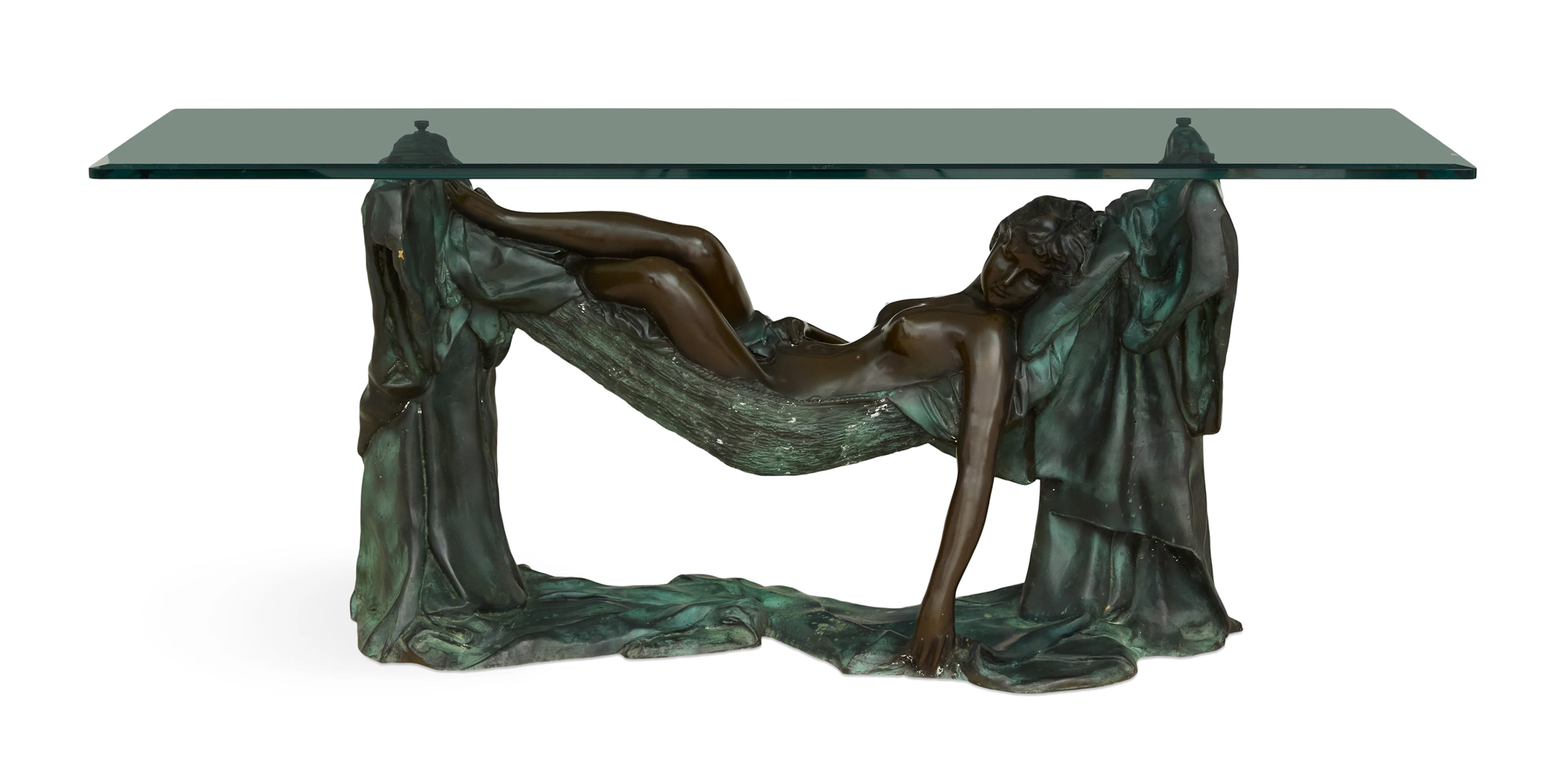 Contemporary Double-Patinated Bronze Figural Table
