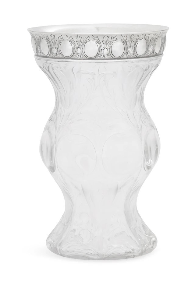 Tiffany & Co. Sterling Silver-Mounted Engraved Glass Vase