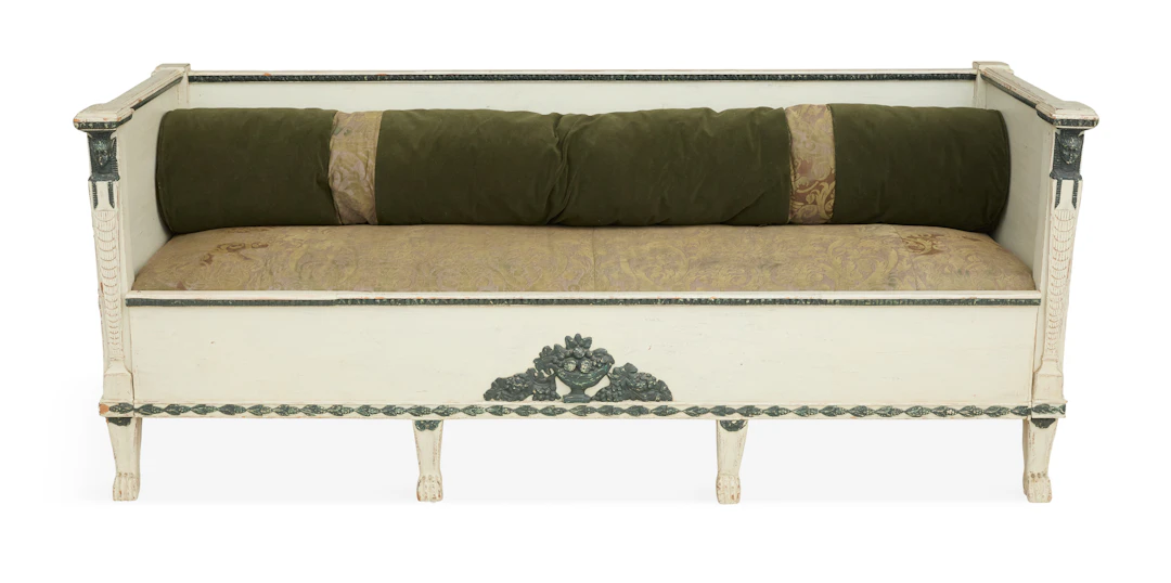 Gustavian Polychrome Box Sofa