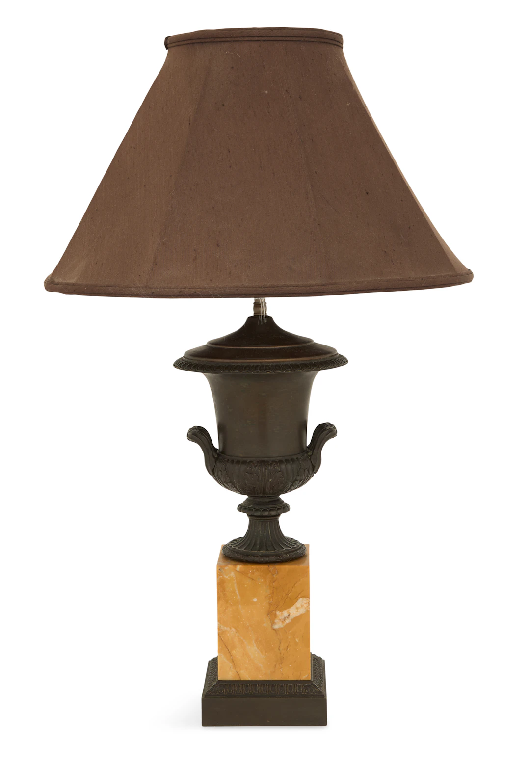 French Bronze and Marble Urn Lamp