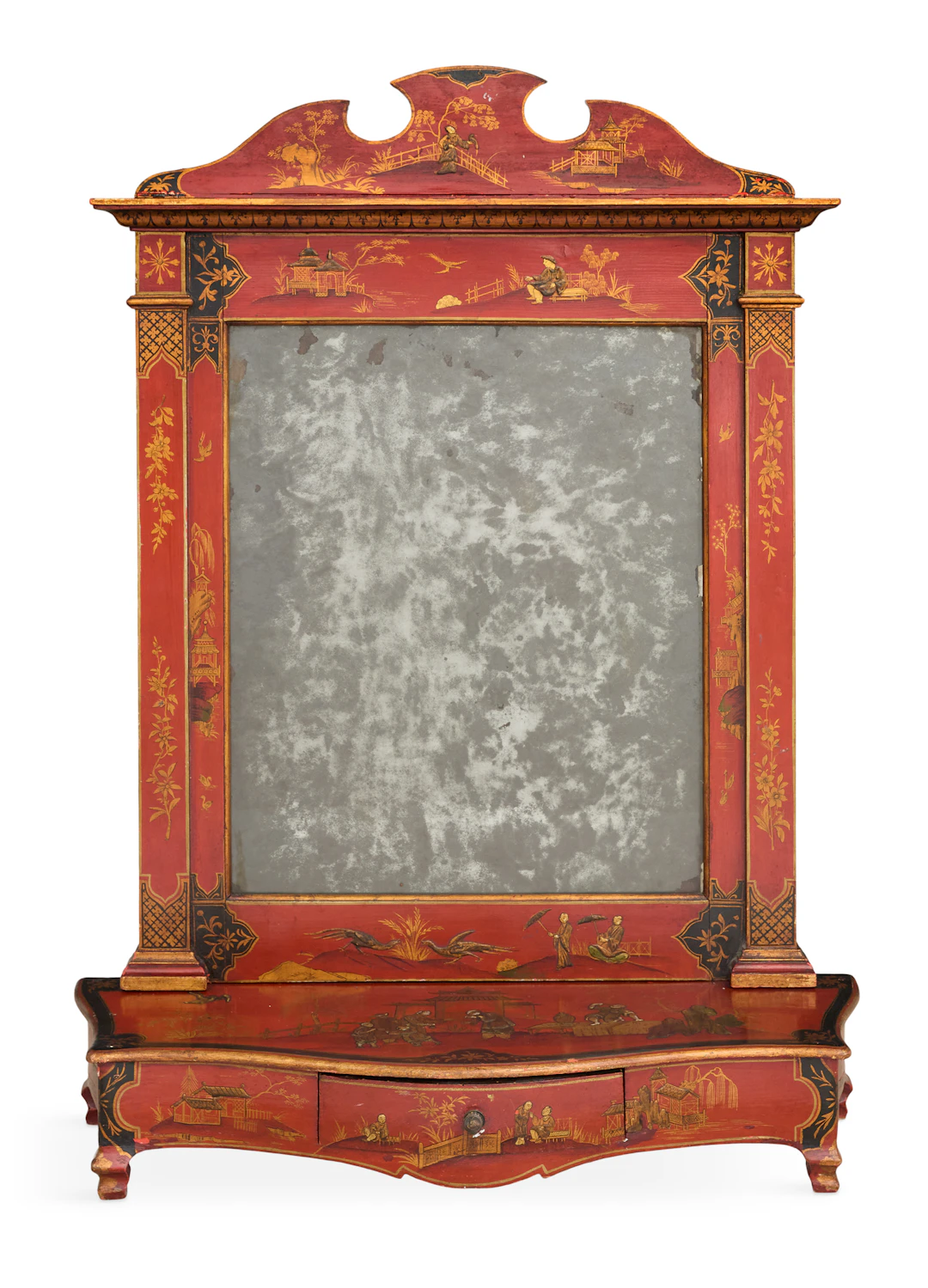 Edwardian Japanned Shaving Mirror