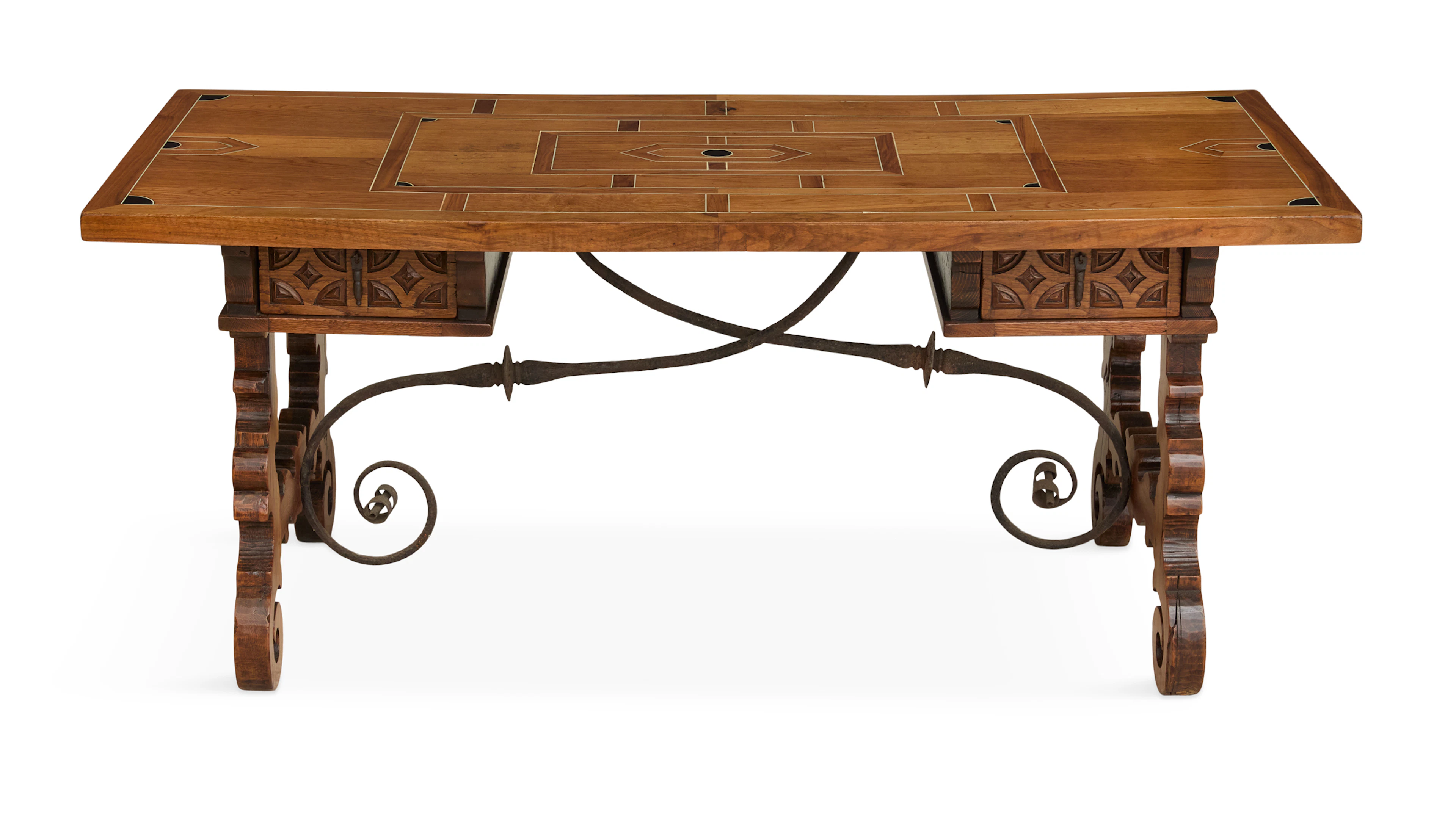 Italian Baroque Walnut and Mixed Woods Guard Room Table