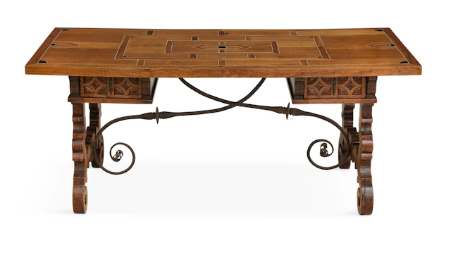 Italian Baroque Walnut and Mixed Woods Guard Room Table