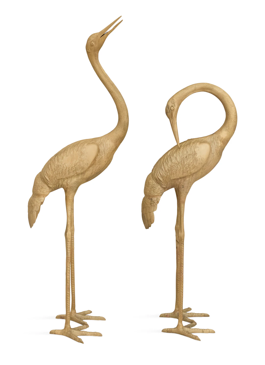 Pair of Bronze Crane Garden Ornaments