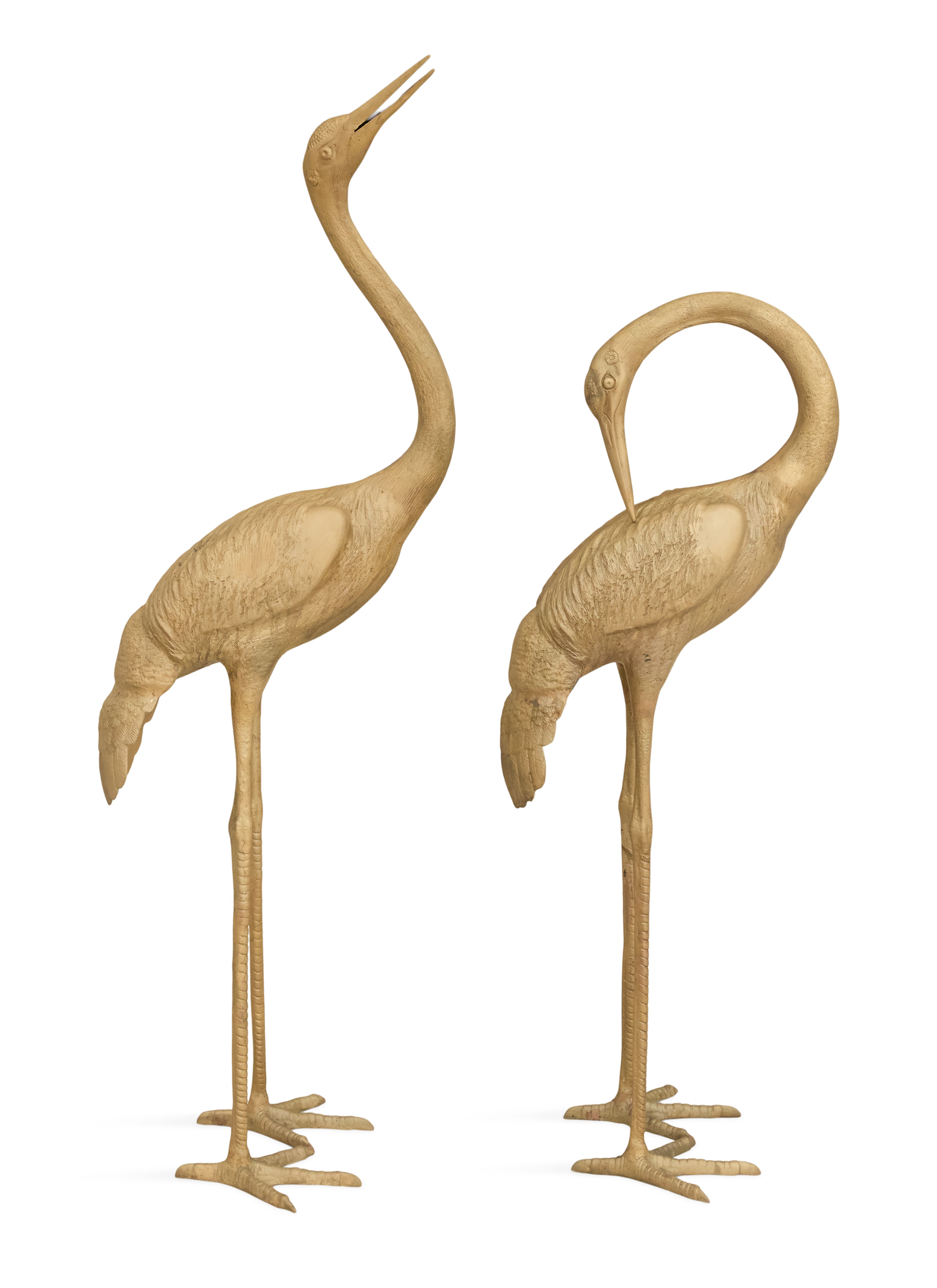 Pair of Bronze Crane Garden Ornaments