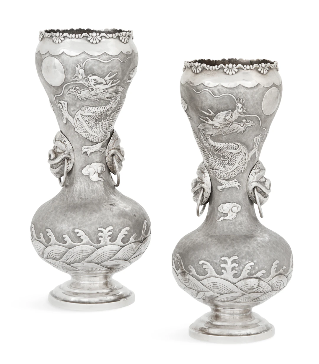 Pair of Chinese Silver Vases