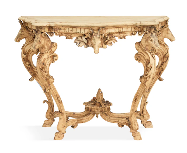 Black Forest Bleached Linden Wood Console Table
