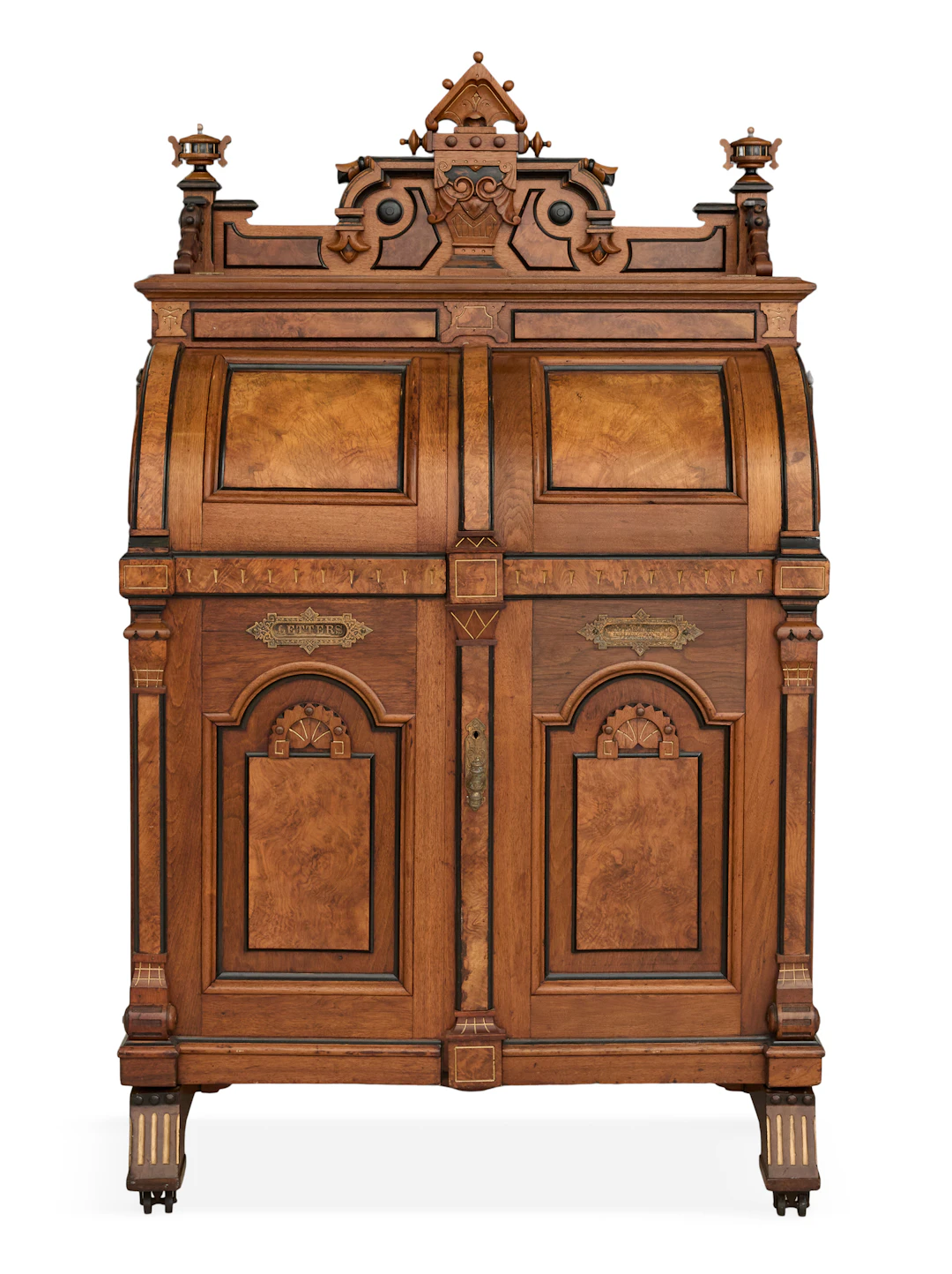 American Renaissance Revival Burl Walnut Wooton Desk