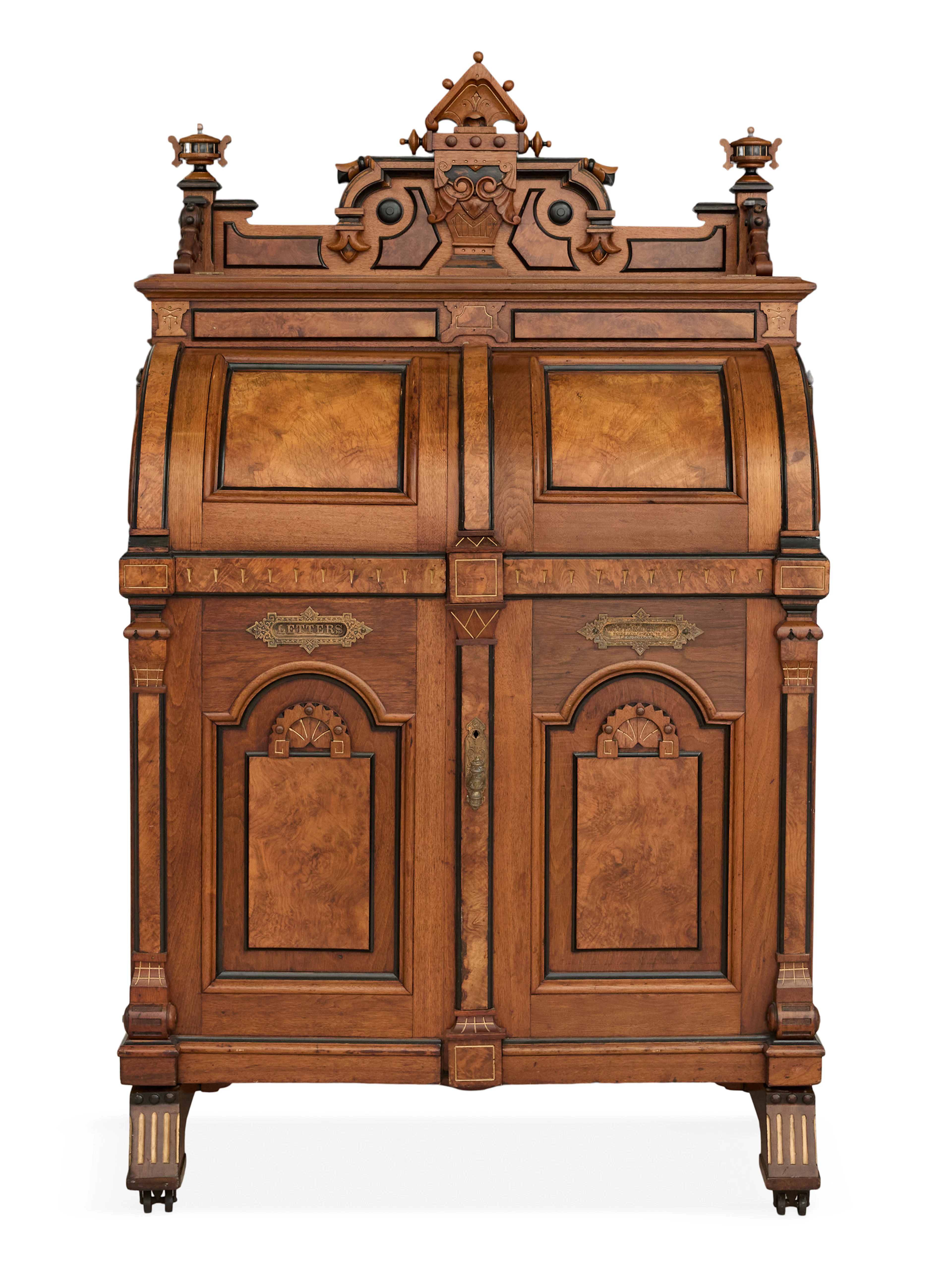 American Renaissance Revival Burl Walnut Wooton Desk