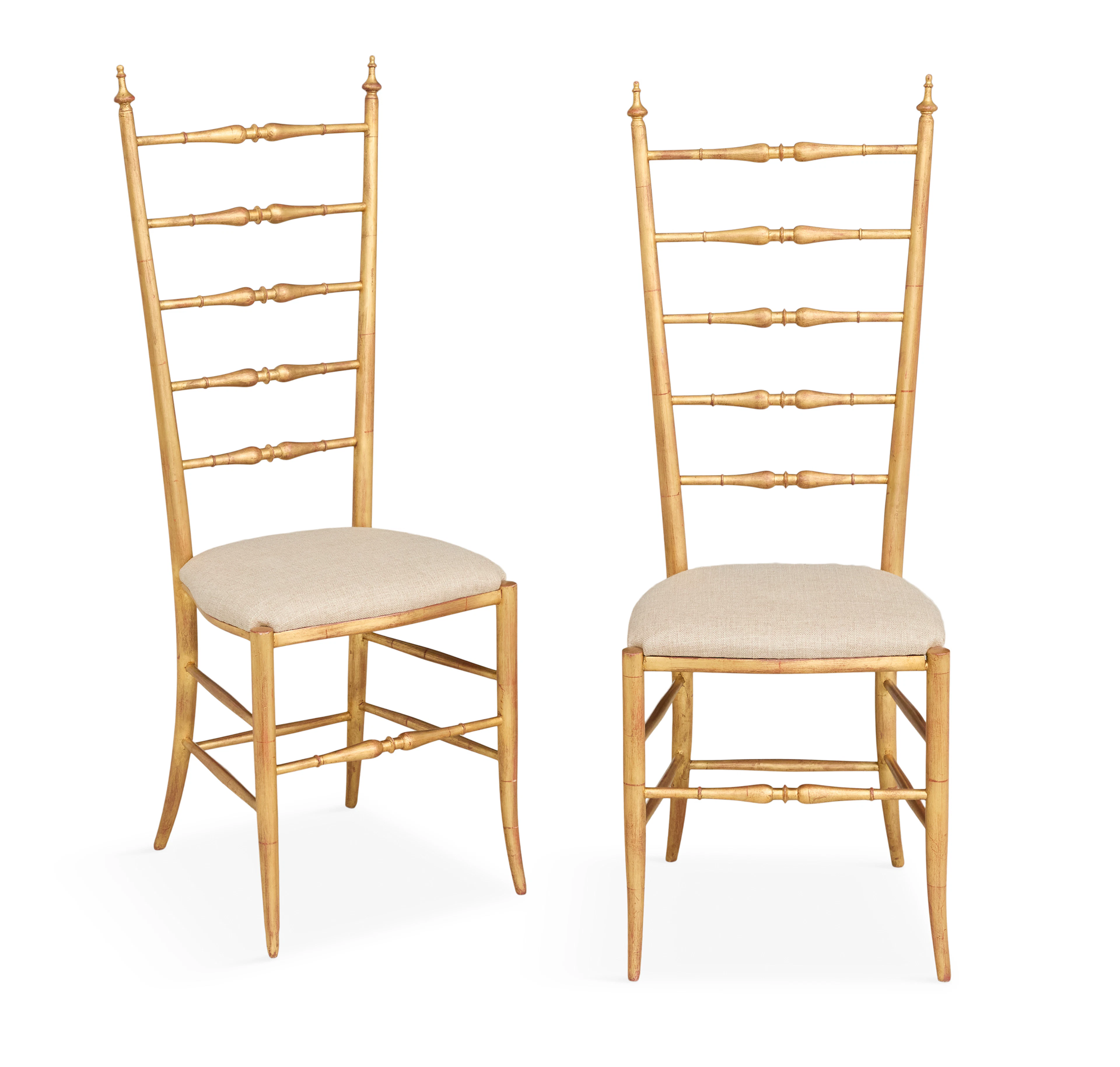 Pair of Italian Giltwood Ladderback Chairs
