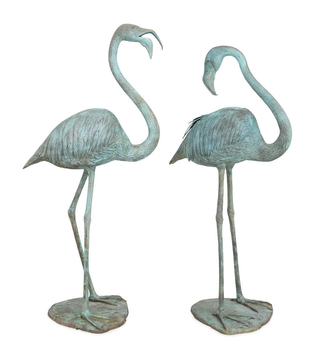 Pair of Monumental Bronze Flamingos