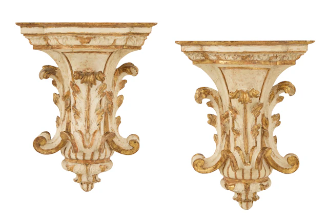 Pair of French Parcel-Giltwood Wall Brackets
