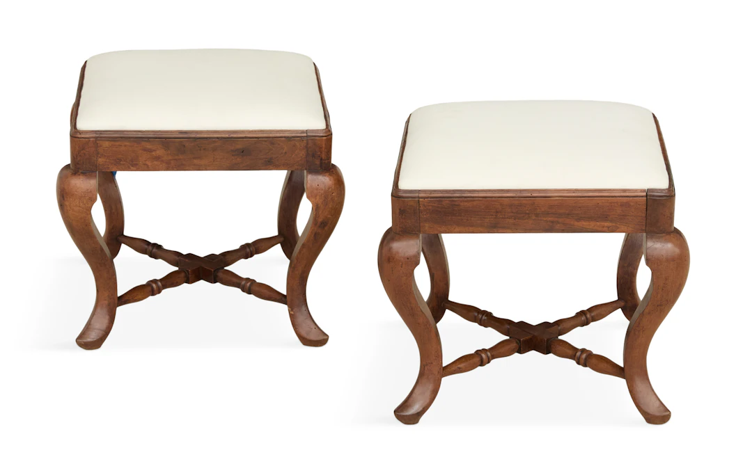 Pair of Italian Walnut Footstools